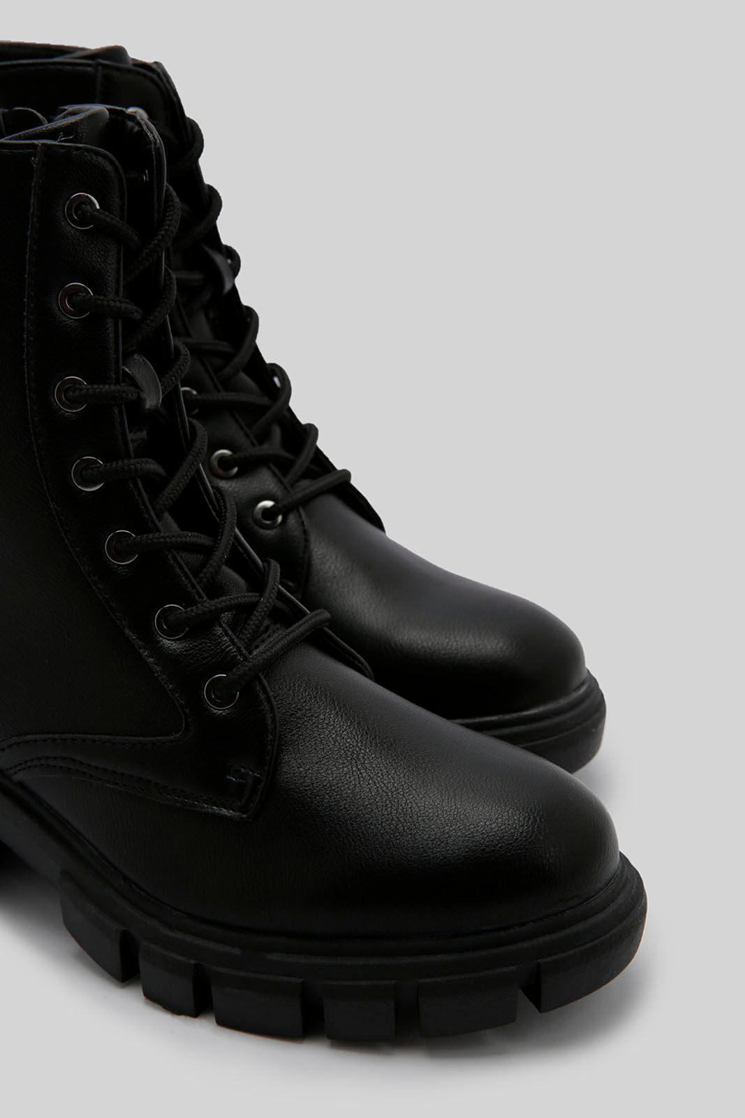 Redtag-Black-Lace-Up-Combat-Boot-Category:Boots,-Colour:Black,-Deals:New-In,-Filter:Women's-Footwear,-New-In-Women-FOO,-Non-Sale,-Section:Women,-W22B,-Women-Boots-Women's-