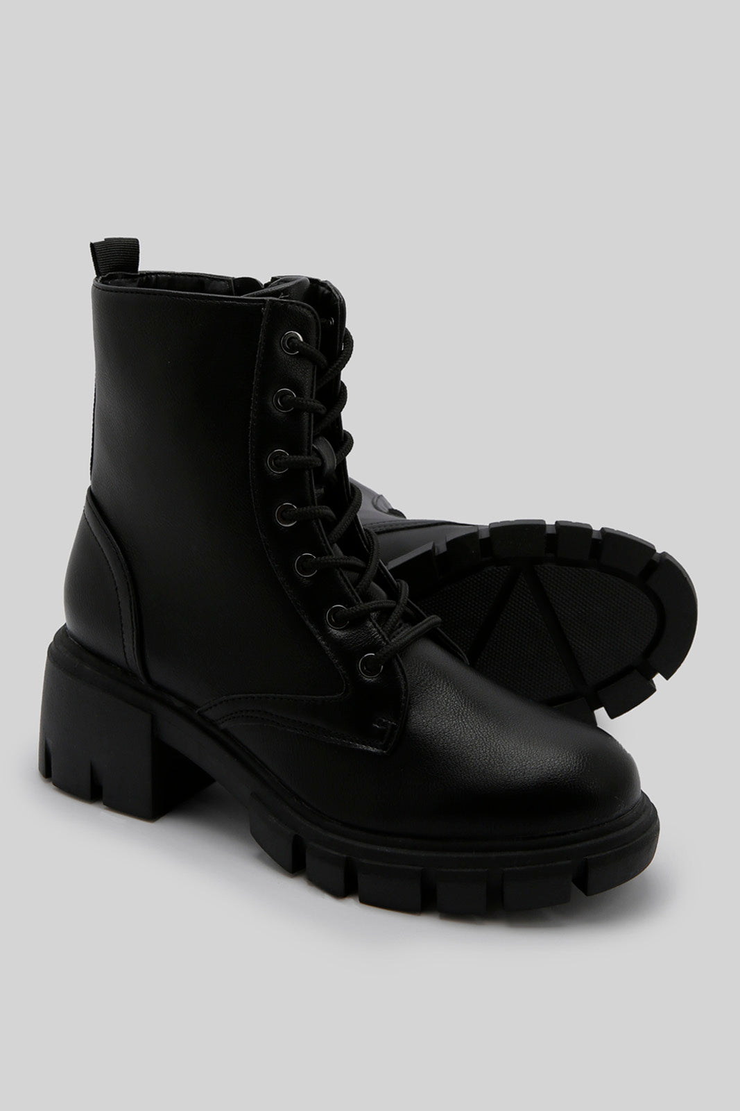 Redtag-Black-Lace-Up-Combat-Boot-Category:Boots,-Colour:Black,-Deals:New-In,-Filter:Women's-Footwear,-New-In-Women-FOO,-Non-Sale,-Section:Women,-W22B,-Women-Boots-Women's-