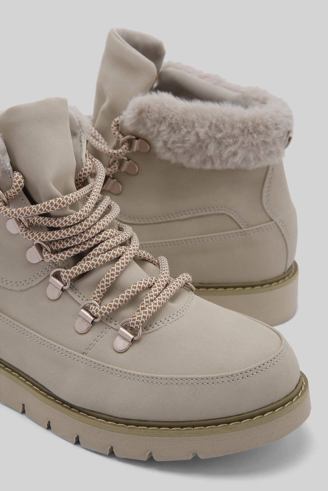 Redtag-Beige-Fur-Trim-Hiking-Boot-Category:Boots,-Colour:Beige,-Deals:New-In,-Dept:Ladieswear,-Filter:Women's-Footwear,-New-In-Women-FOO,-Non-Sale,-Section:Women,-W22B,-Women-Boots-Women's-