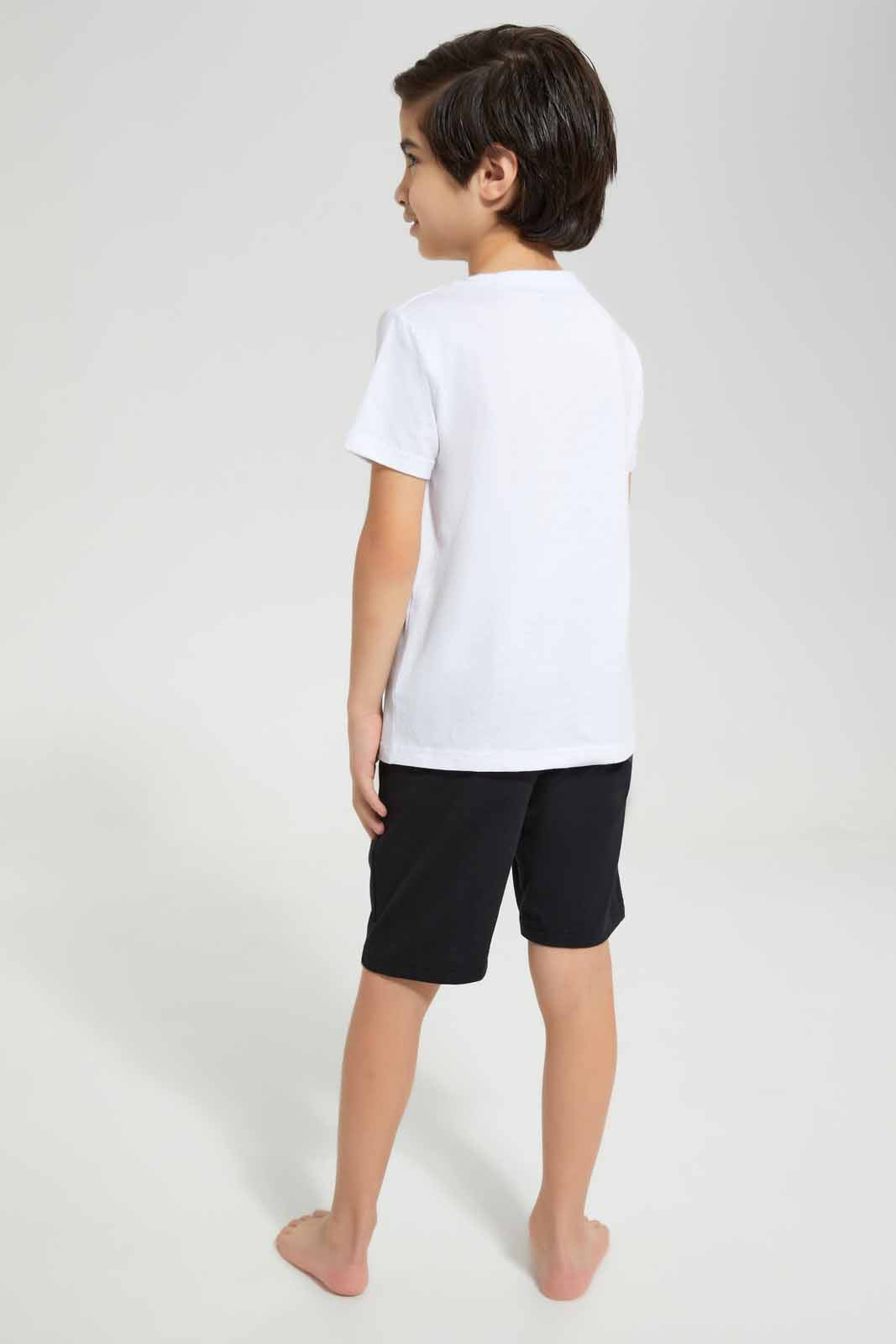 Redtag-White-Jeep-Print-T-Shirt-And-Short-Pyjama-BOY-Pyjama-Sets,-Category:Pyjama-Sets,-Colour:White,-Deals:New-In,-Filter:Boys-(2-to-8-Yrs),-New-In-BOY-APL,-Non-Sale,-Section:Boys-(0-to-14Yrs),-VLM,-W22O-Boys-2 to 8 Years