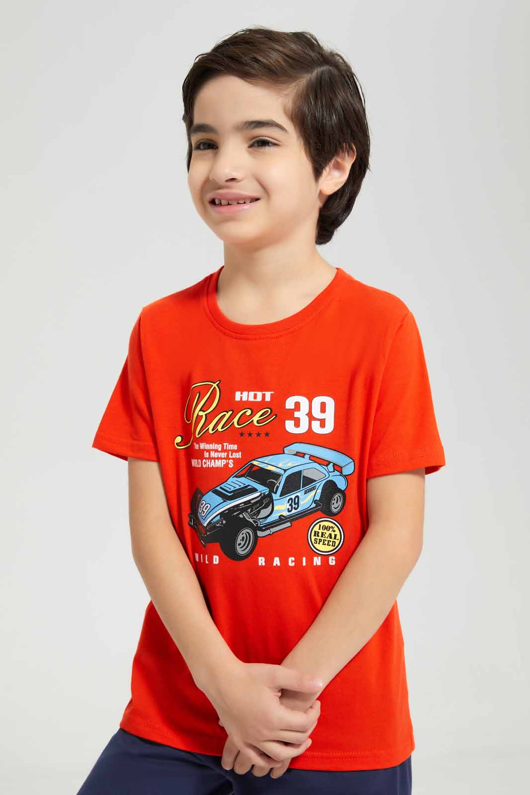 Redtag-Red-Race-Car-Print-T-Shirt-And-Short-Pyjama-BOY-Pyjama-Sets,-Category:Pyjama-Sets,-Colour:Red,-Deals:New-In,-Filter:Boys-(2-to-8-Yrs),-New-In-BOY-APL,-Non-Sale,-Section:Boys-(0-to-14Yrs),-VLM,-W22O-Boys-2 to 8 Years