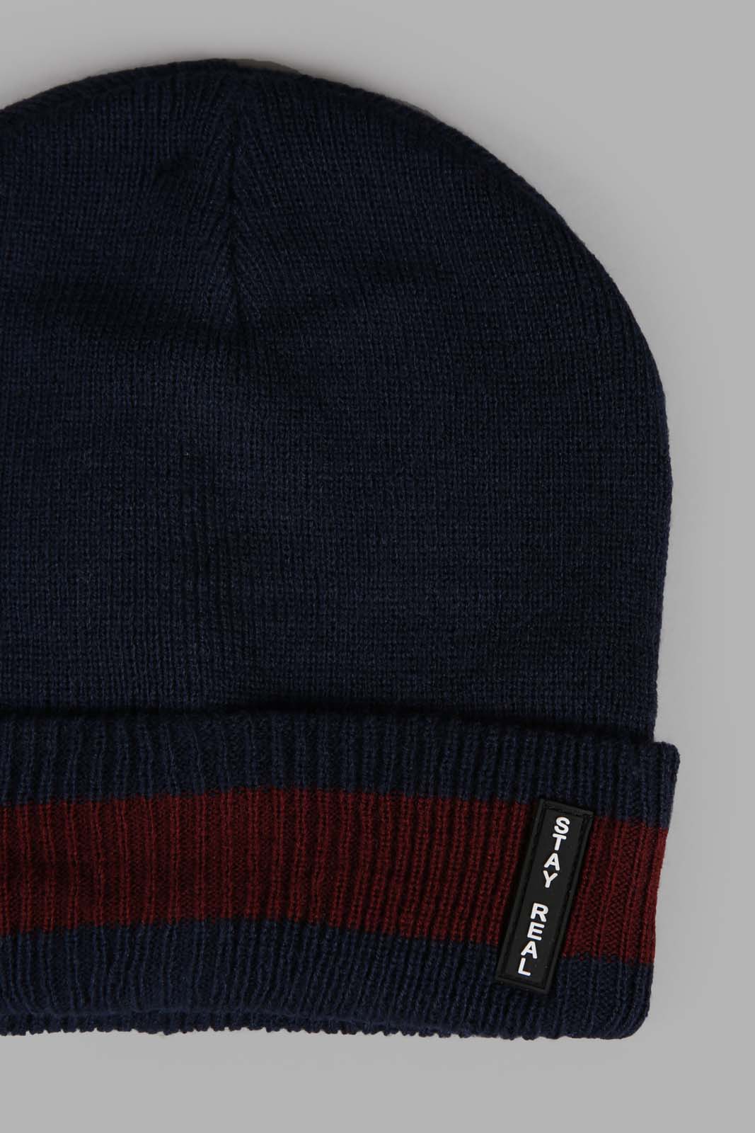 Redtag-Black-And-Navy-Stripe-Knitted-Cap-Set-Of-2-Category:Knitted-Accessories,-Colour:Assorted,-Filter:Men's-Accessories,-Men-Knitted-Accessories,-New-In,-New-In-Men-ACC,-Non-Sale,-Section:Men,-W22A-Men's-