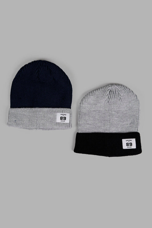 Redtag-Black-And-Grey-Knitted-Cap-Set-Of-2-Category:Knitted-Accessories,-Colour:Assorted,-Filter:Men's-Accessories,-Men-Knitted-Accessories,-New-In,-New-In-Men-ACC,-Non-Sale,-Section:Men,-W22A-Men's-