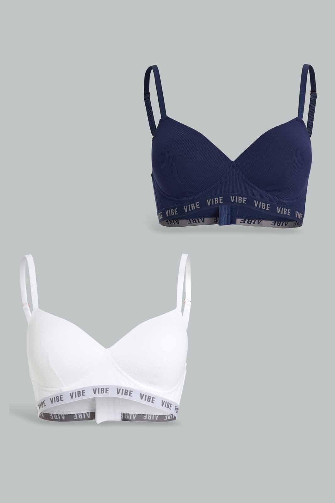 Redtag-LAD-Navy-/-Off-white-2-Pack-NON-Wired-Bra-Category:Bras,-Colour:Assorted,-Deals:New-In,-Filter:Women's-Clothing,-New-In-Women-APL,-Non-Sale,-Section:Women,-W22A,-Women-Bras--