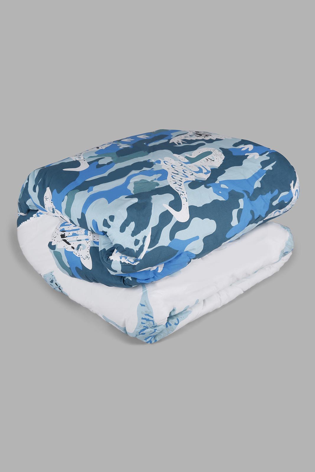 Redtag-Blue-Dinosaur-Print-2-Pc-Reversible-Comforter-Set-(Single-Size)-Category:Comforters,-Colour:Blue,-Deals:New-In,-Filter:Home-Bedroom,-HMW-BED-Comforters,-New-In-HMW-BED,-Non-Sale,-Section:Homewares,-W22A-Home-Bedroom-