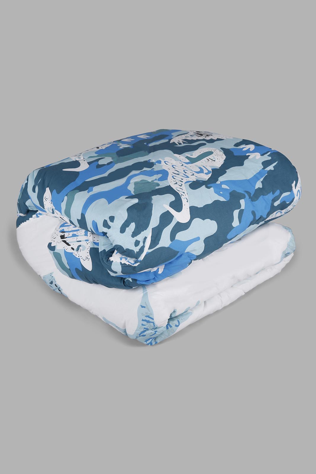 Redtag-Blue-Dinosaur-Print-2-Pc-Reversible-Comforter-Set-(Single-Size)-Category:Comforters,-Colour:Blue,-Deals:New-In,-Filter:Home-Bedroom,-HMW-BED-Comforters,-New-In-HMW-BED,-Non-Sale,-Section:Homewares,-W22A-Home-Bedroom-