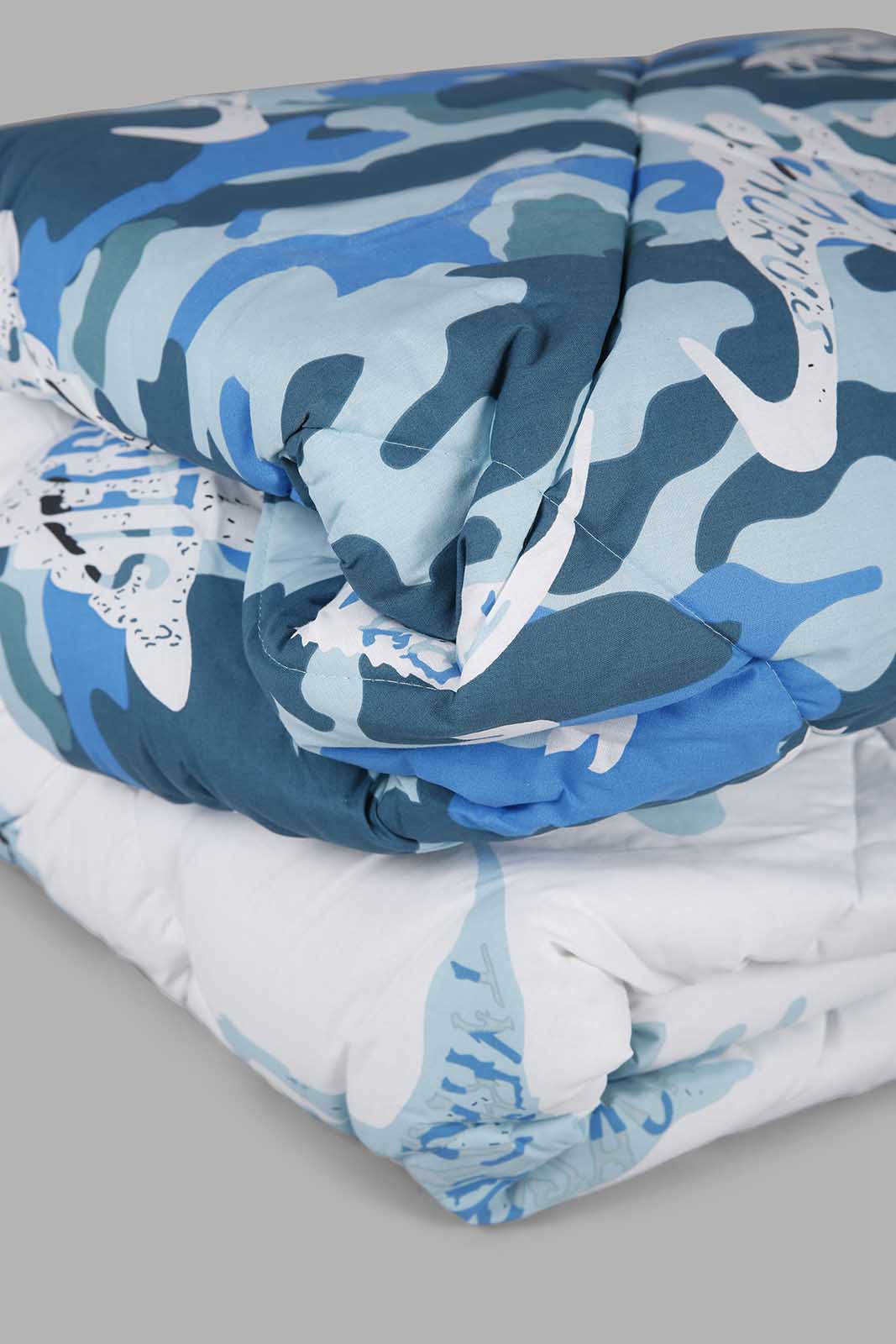 Redtag-Blue-Dinosaur-Print-2-Pc-Reversible-Comforter-Set-(Single-Size)-Category:Comforters,-Colour:Blue,-Deals:New-In,-Filter:Home-Bedroom,-HMW-BED-Comforters,-New-In-HMW-BED,-Non-Sale,-Section:Homewares,-W22A-Home-Bedroom-