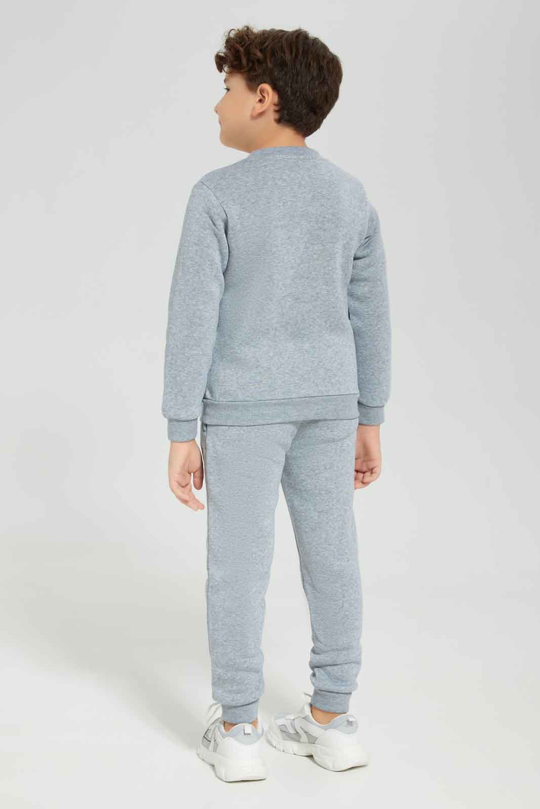 Redtag-Grey-Crew-Neck-Tiger-Print-Sweat-With-Jog-Pant-BOY-Jog-Sets,-Category:Jog-Sets,-Colour:Grey,-Deals:New-In,-Dept:Boys,-Filter:Boys-(2-to-8-Yrs),-New-In-BOY-APL,-Non-Sale,-Section:Boys-(0-to-14Yrs),-W22B-Boys-2 to 8 Years