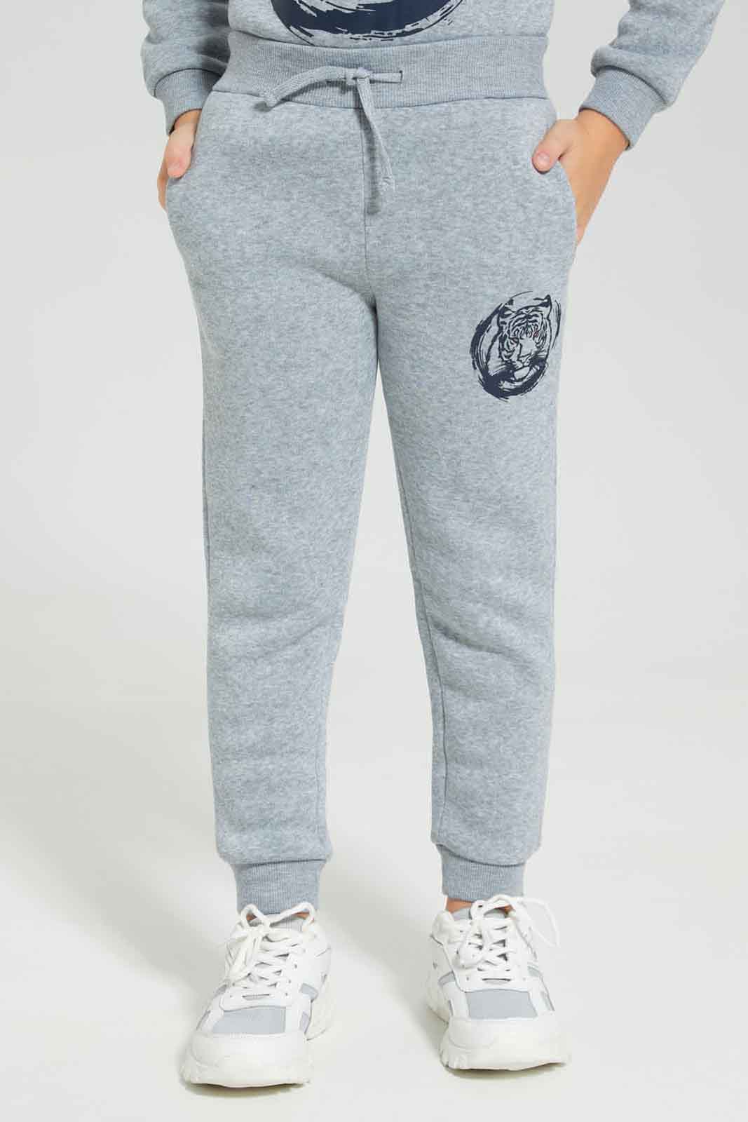 Redtag-Grey-Crew-Neck-Tiger-Print-Sweat-With-Jog-Pant-BOY-Jog-Sets,-Category:Jog-Sets,-Colour:Grey,-Deals:New-In,-Dept:Boys,-Filter:Boys-(2-to-8-Yrs),-New-In-BOY-APL,-Non-Sale,-Section:Boys-(0-to-14Yrs),-W22B-Boys-2 to 8 Years
