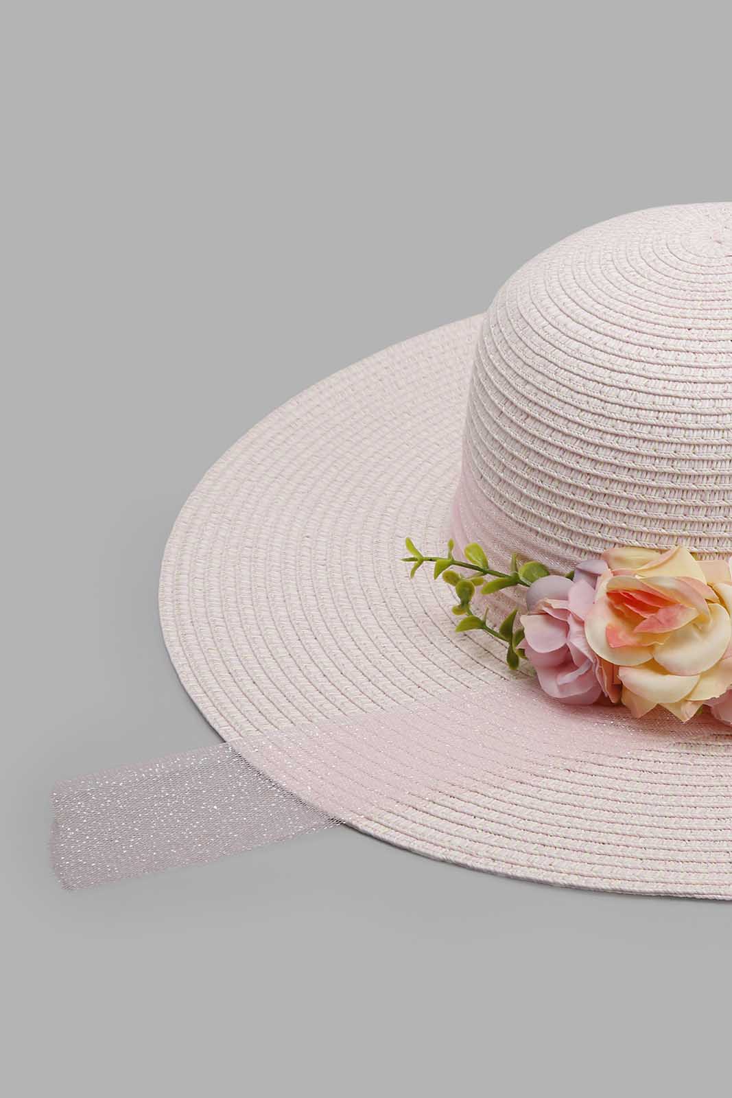 Redtag-Pink-Floral-Embellished-Hat-Category:Caps-&-Hats,-Colour:Pink,-Filter:Women's-Accessories,-New-In,-New-In-Women-ACC,-Non-Sale,-Section:Women,-W22A,-Women-Caps-&-Hats-Women-