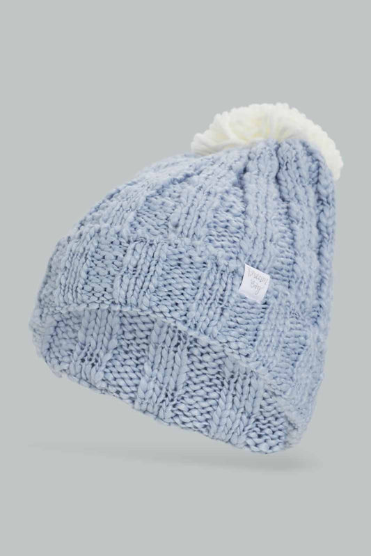 Redtag-Blue-Embelished-Knitted-Cap-Category:Knitted-Accessories,-Colour:Blue,-Filter:Women's-Accessories,-New-In,-New-In-Women-ACC,-Non-Sale,-Section:Women,-W22A,-Women-Knitted-Accessories-Women-