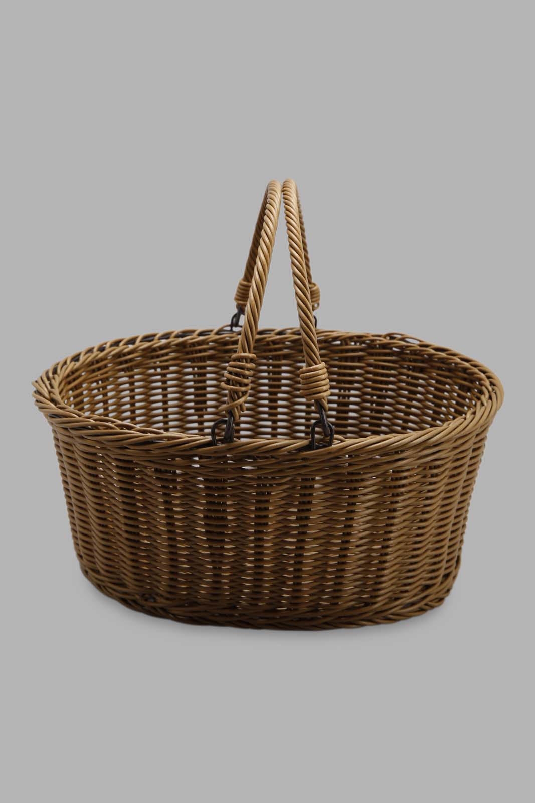 Redtag-Brown-Oval-Woven-Basket-With-Handles-Category:Kitchen-Baskets,-Colour:Brown,-Deals:New-In,-Filter:Home-Dining,-HMW-DIN-Kitchen-Accessories,-New-In-HMW-DIN,-Non-Sale,-Section:Homewares,-W22A-Home-Dining-