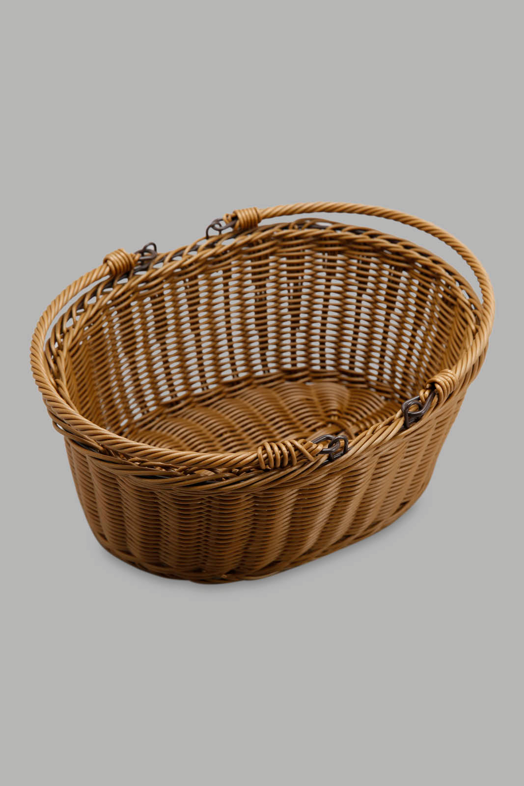 Redtag-Brown-Oval-Woven-Basket-With-Handles-Category:Kitchen-Baskets,-Colour:Brown,-Deals:New-In,-Filter:Home-Dining,-HMW-DIN-Kitchen-Accessories,-New-In-HMW-DIN,-Non-Sale,-Section:Homewares,-W22A-Home-Dining-