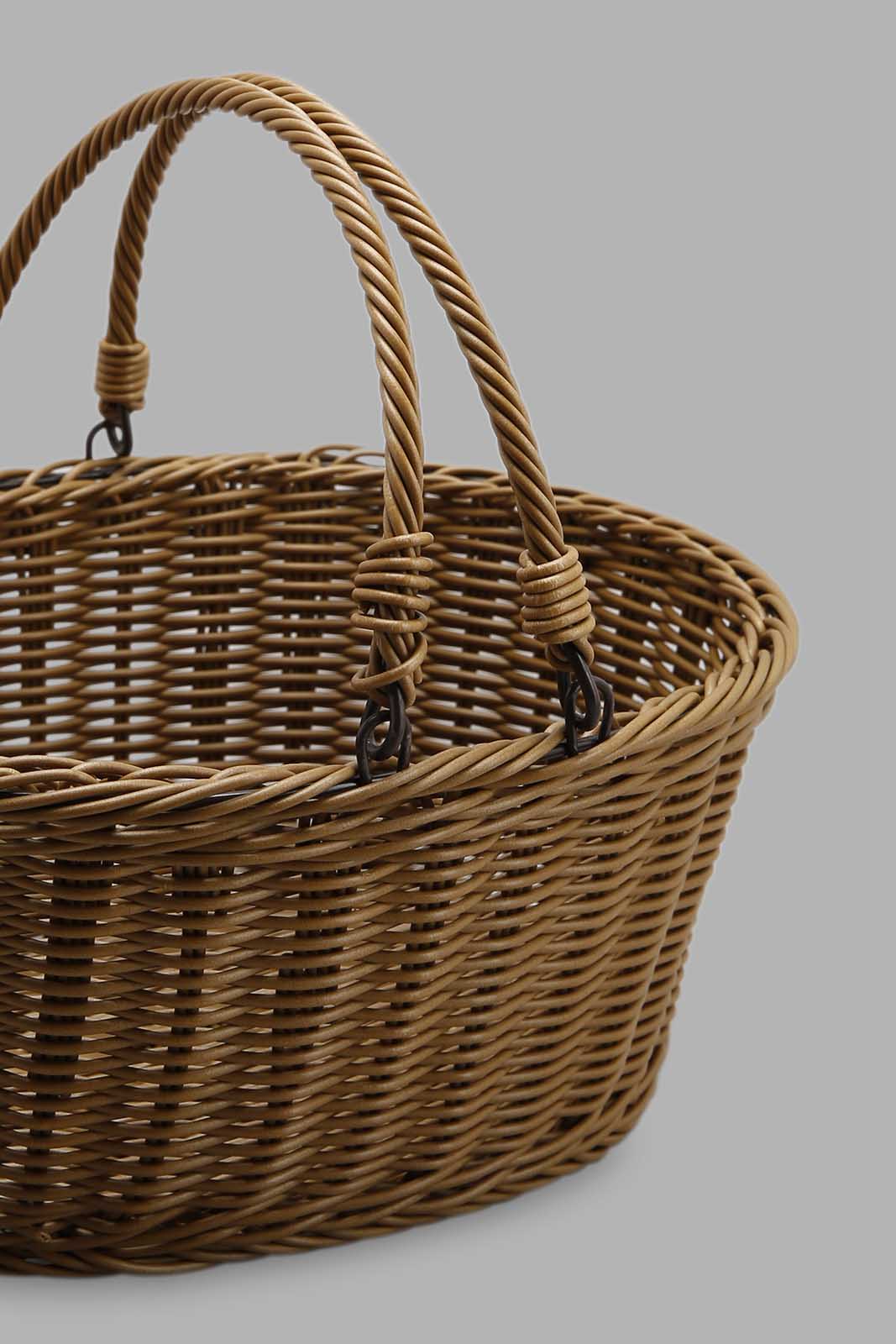 Redtag-Brown-Oval-Woven-Basket-With-Handles-Category:Kitchen-Baskets,-Colour:Brown,-Deals:New-In,-Filter:Home-Dining,-HMW-DIN-Kitchen-Accessories,-New-In-HMW-DIN,-Non-Sale,-Section:Homewares,-W22A-Home-Dining-