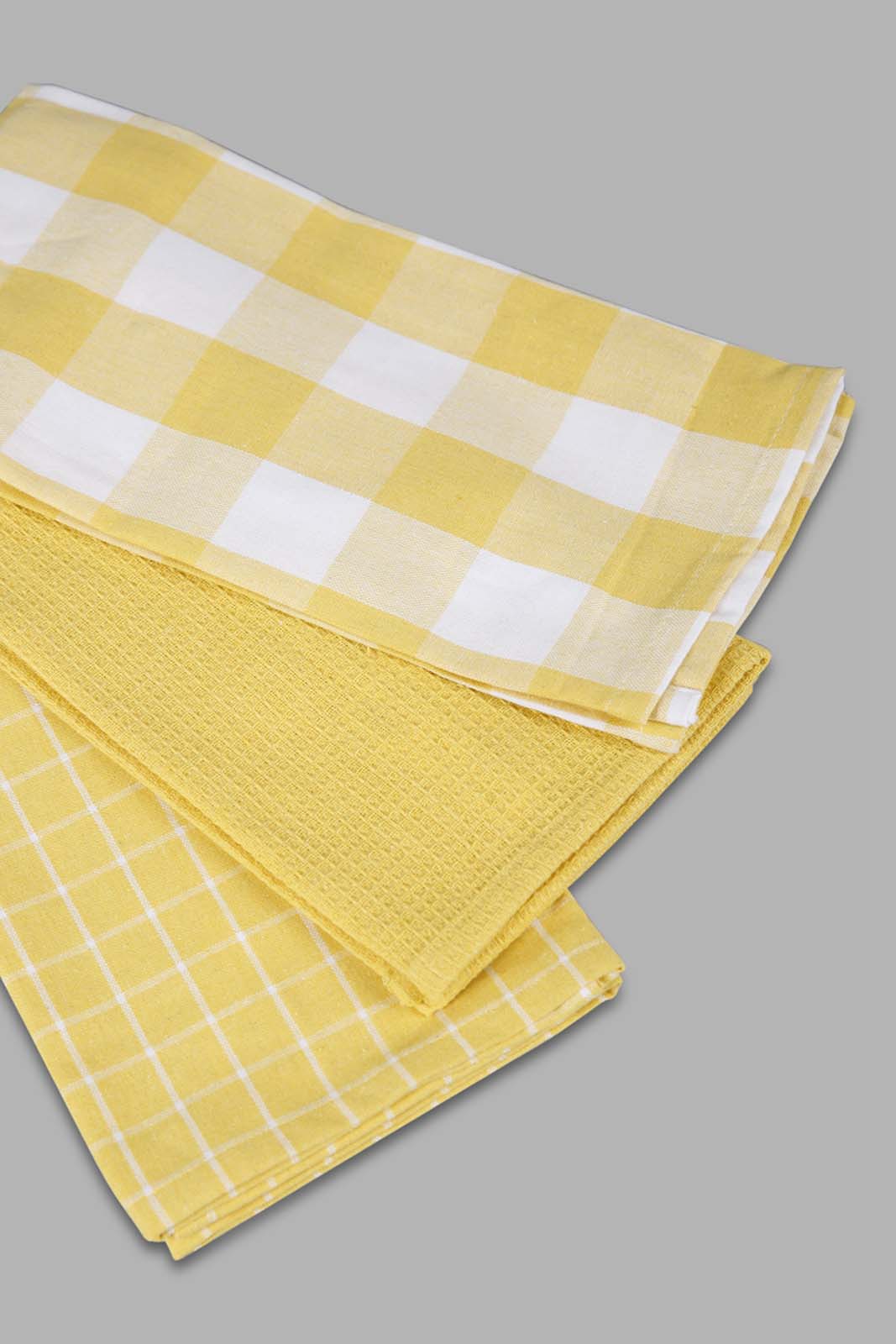 Redtag-Yellow-Kitchen-Towel-Set-(3-Piece)-Category:Towels,-Colour:Yellow,-Deals:New-In,-Filter:Home-Dining,-HMW-DIN-Kitchen-Accessories,-New-In-HMW-DIN,-Non-Sale,-Section:Homewares,-W22A-Home-Dining-