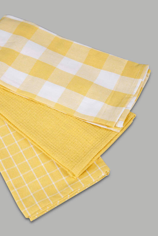 Redtag-Yellow-Kitchen-Towel-Set-(3-Piece)-Category:Towels,-Colour:Yellow,-Deals:New-In,-Filter:Home-Dining,-HMW-DIN-Kitchen-Accessories,-New-In-HMW-DIN,-Non-Sale,-Section:Homewares,-W22A-Home-Dining-