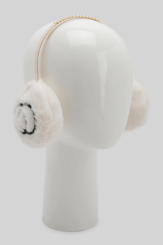 Redtag-White-Embellished-Earmuff-Category:Knitted-Accessories,-Colour:White,-Filter:Women's-Accessories,-New-In,-New-In-Women-ACC,-Non-Sale,-Section:Women,-W22A,-Women-Knitted-Accessories-Women-