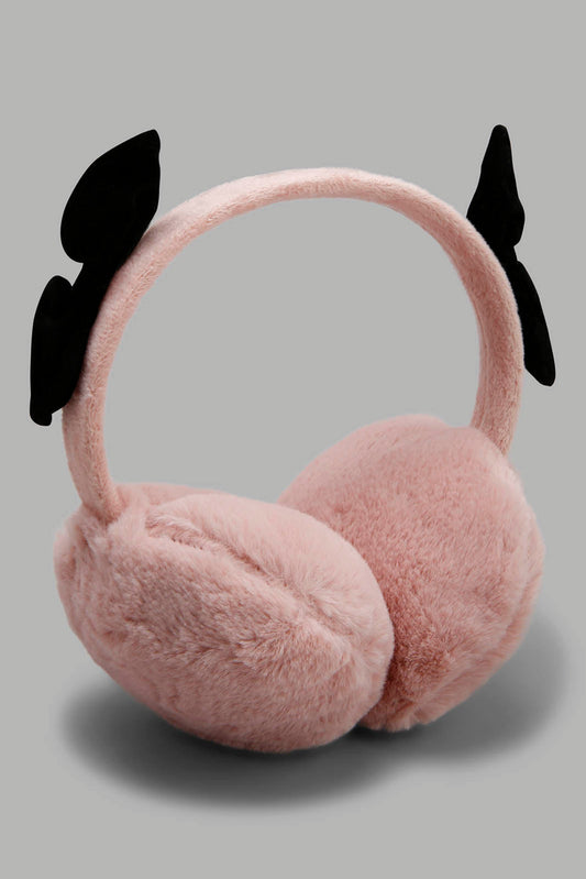 Redtag-Pink-Bow-Embellished-Earmuff-Category:Knitted-Accessories,-Colour:Pink,-Filter:Women's-Accessories,-New-In,-New-In-Women-ACC,-Non-Sale,-Section:Women,-W22A,-Women-Knitted-Accessories-Women-