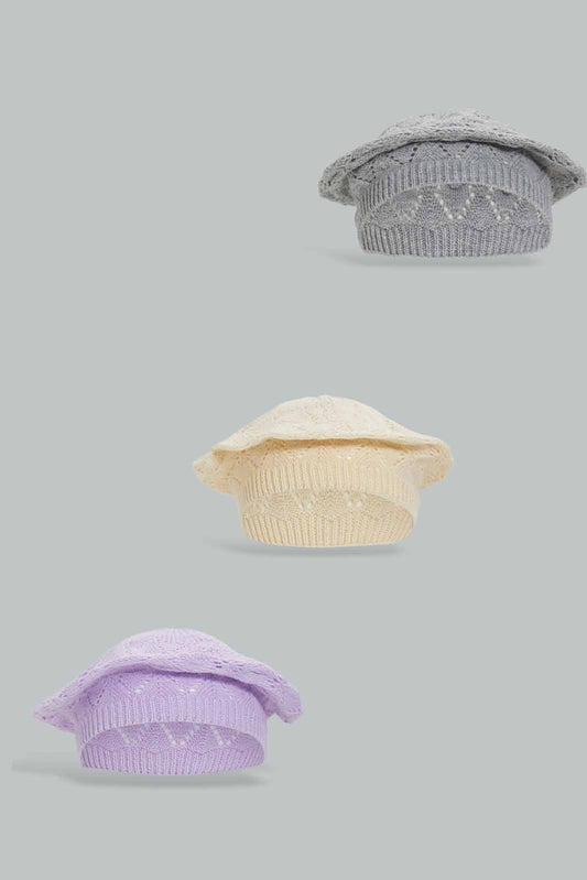 Redtag-Grey/Black/Green-Set-Of-3-Knitted-Cap-Category:Knitted-Accessories,-Colour:Assorted,-Dept:Ladieswear,-Filter:Women's-Accessories,-New-In,-New-In-Women-ACC,-Non-Sale,-Section:Women,-W22A,-Women-Knitted-Accessories-Women-