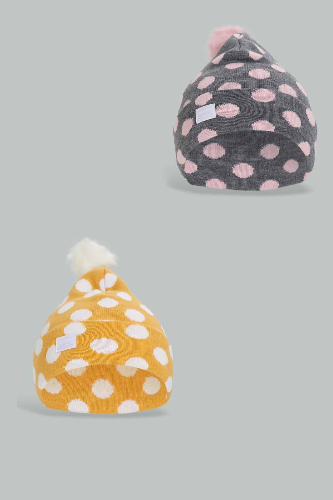 Redtag-Multi-Colour-Set-Of-2-Knitted-Cap-Category:Knitted-Accessories,-Colour:Assorted,-Dept:Girls,-Filter:Girls-Accessories,-GIR-Knitted-Accessories,-New-In,-New-In-GIR-ACC,-Non-Sale,-Section:Girls-(0-to-14Yrs),-W22A-Girls-