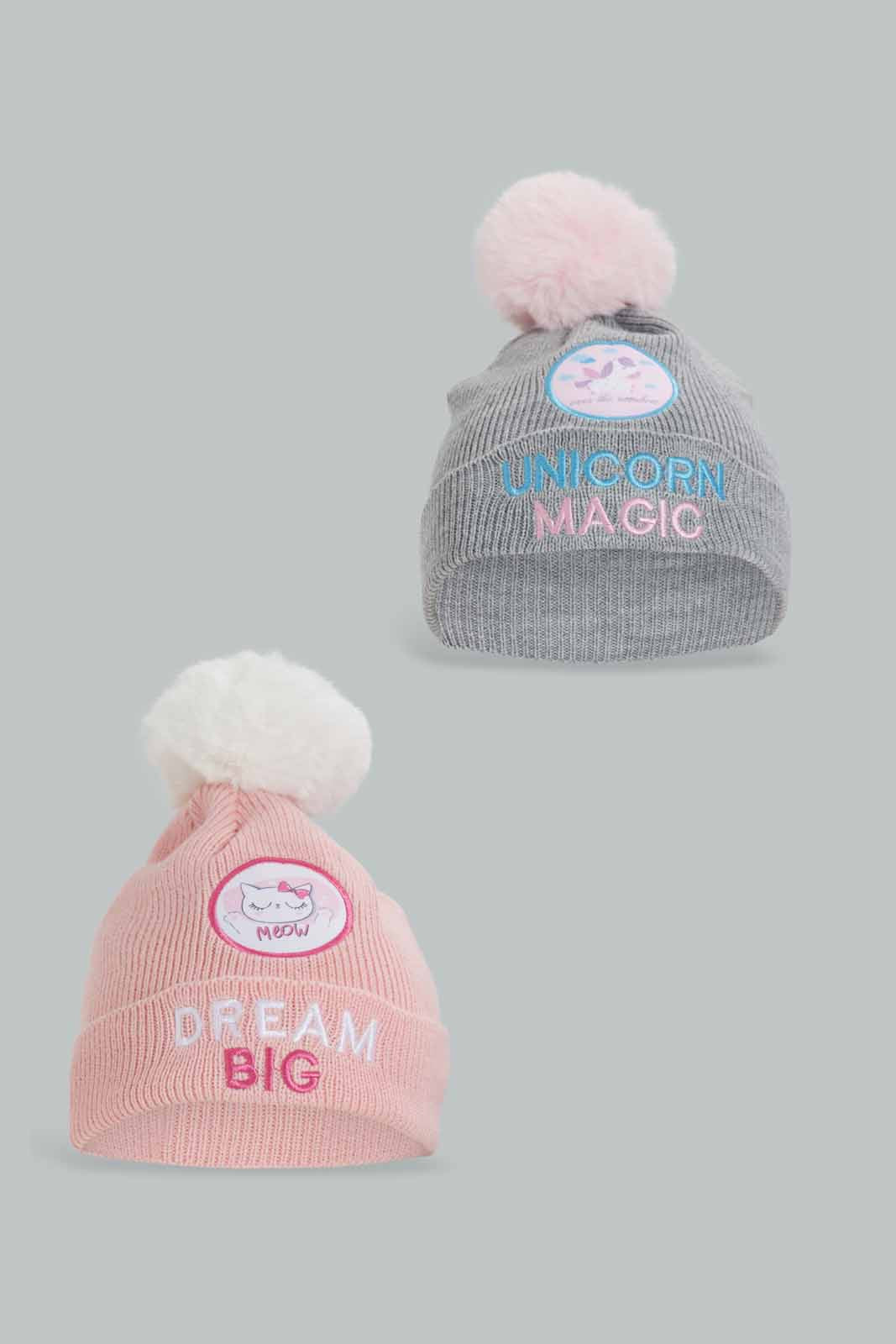 Redtag-Multi-Colour-Set-Of-2-Cap-Category:Caps-&-Hats,-Colour:Assorted,-Dept:Girls,-Filter:Girls-Accessories,-GIR-Caps-&-Hats,-New-In,-New-In-GIR-ACC,-Non-Sale,-Section:Girls-(0-to-14Yrs),-W22A-Girls-