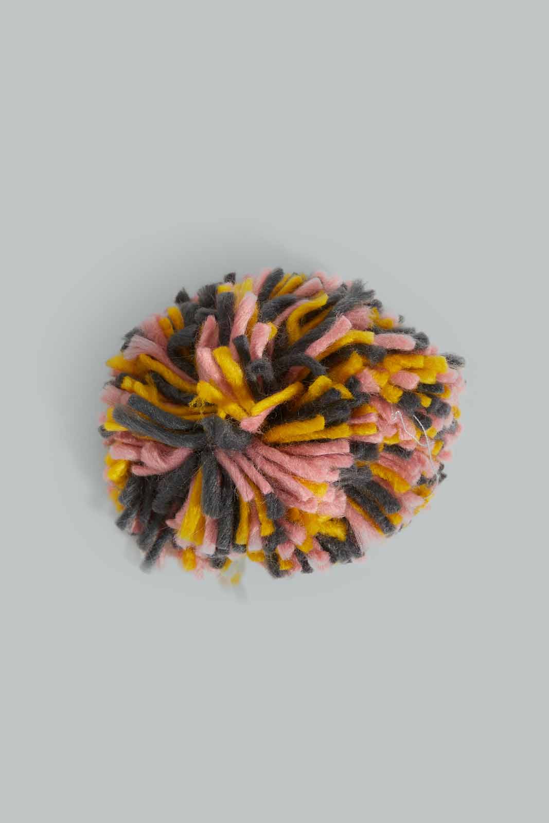Redtag-Grey-Pom-Pom-Embellished-Cap-Category:Caps-&-Hats,-Colour:Grey,-Filter:Girls-Accessories,-GIR-Caps-&-Hats,-New-In,-New-In-GIR-ACC,-Non-Sale,-Section:Girls-(0-to-14Yrs),-W22B-Girls-