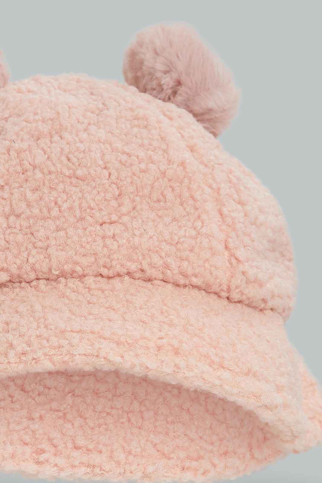 Redtag-Pink-Pom-Pom-Embellished-Cap-Category:Caps-&-Hats,-Colour:Pink,-Dept:Girls,-Filter:Girls-Accessories,-GIR-Caps-&-Hats,-New-In,-New-In-GIR-ACC,-Non-Sale,-Section:Girls-(0-to-14Yrs),-W22B-Girls-