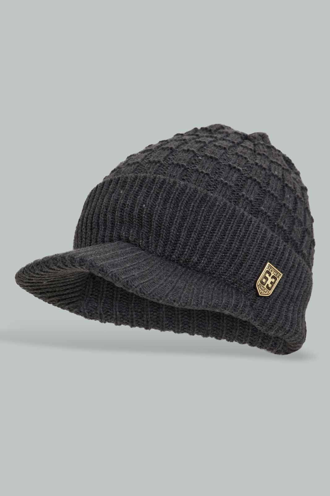 Redtag-Grey-Knitted-Brim-Cap-BOY-Caps-&-Hats,-Category:Caps-&-Hats,-Colour:Grey,-Dept:Boys,-Filter:Boys-Accessories,-New-In,-New-In-BOY-ACC,-Non-Sale,-Section:Boys-(0-to-14Yrs),-W22B-Boys-