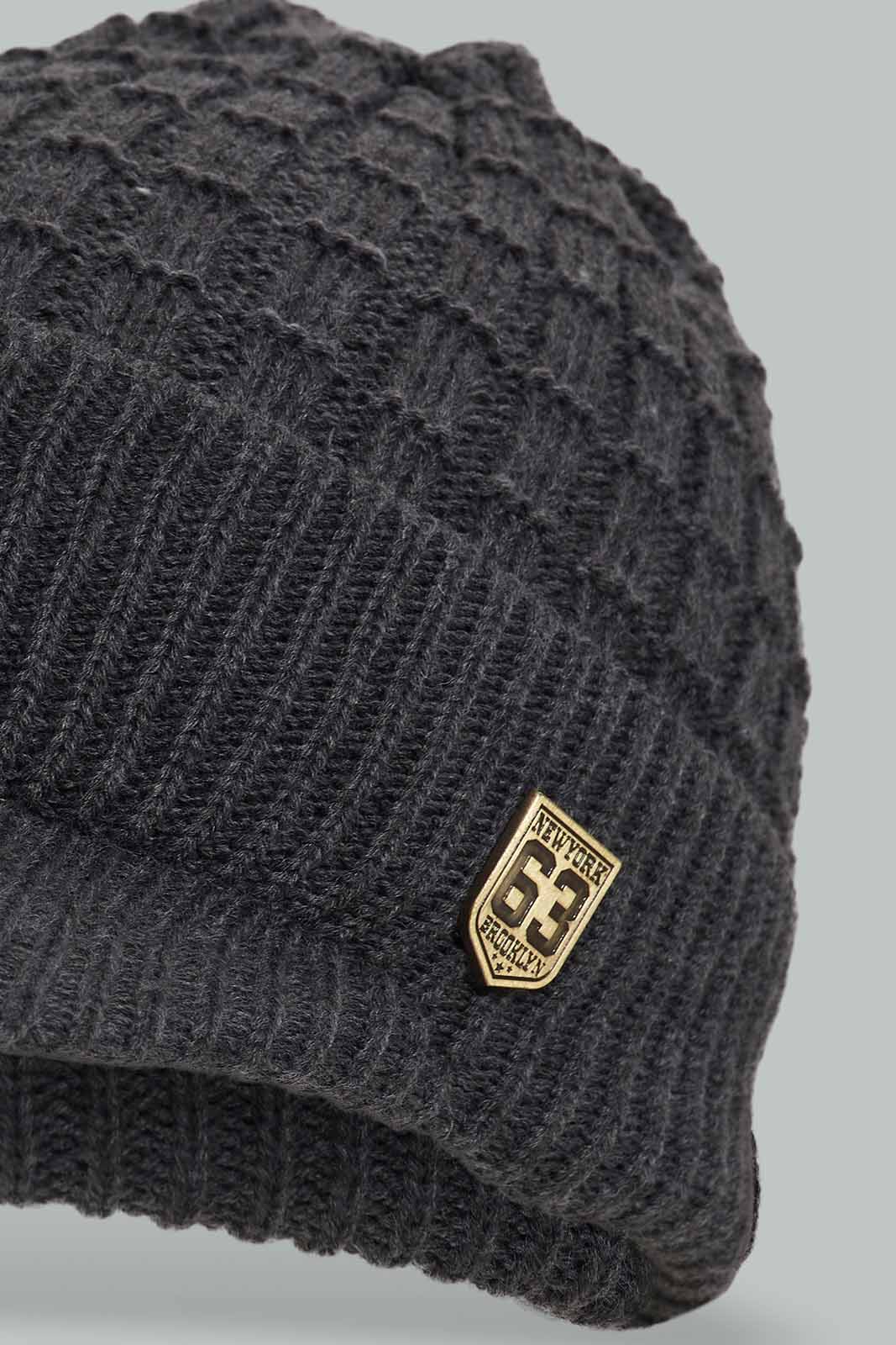 Redtag-Grey-Knitted-Brim-Cap-BOY-Caps-&-Hats,-Category:Caps-&-Hats,-Colour:Grey,-Dept:Boys,-Filter:Boys-Accessories,-New-In,-New-In-BOY-ACC,-Non-Sale,-Section:Boys-(0-to-14Yrs),-W22B-Boys-