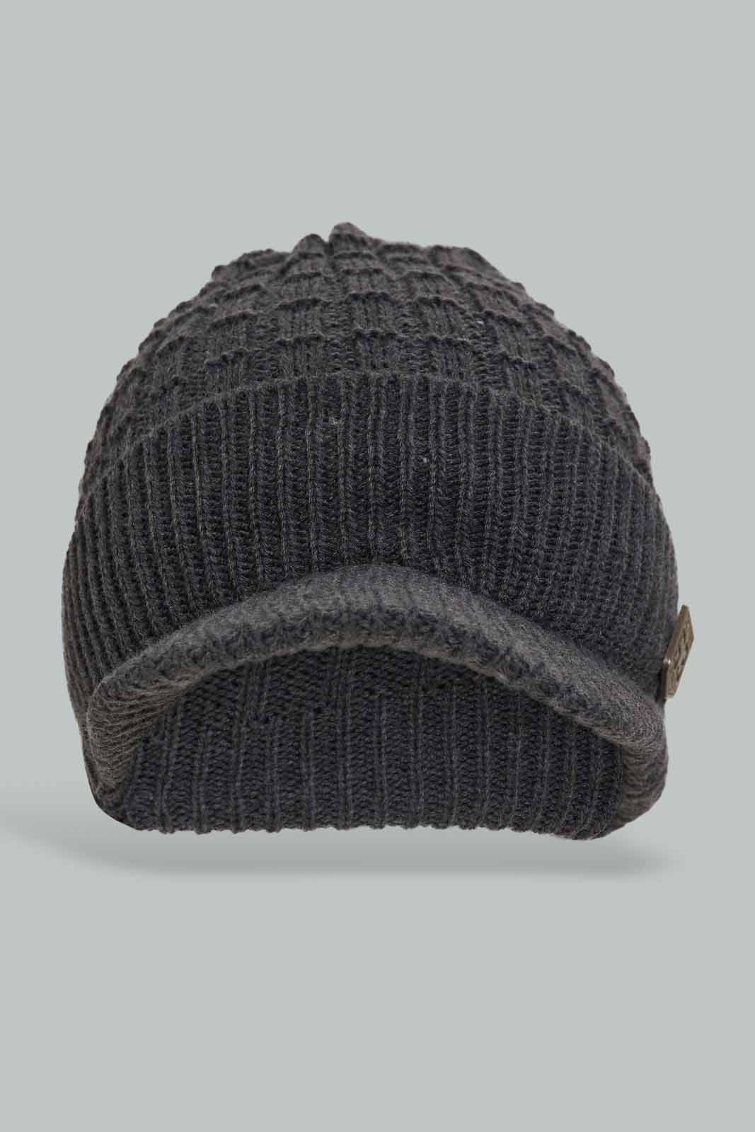 Redtag-Grey-Knitted-Brim-Cap-BOY-Caps-&-Hats,-Category:Caps-&-Hats,-Colour:Grey,-Dept:Boys,-Filter:Boys-Accessories,-New-In,-New-In-BOY-ACC,-Non-Sale,-Section:Boys-(0-to-14Yrs),-W22B-Boys-