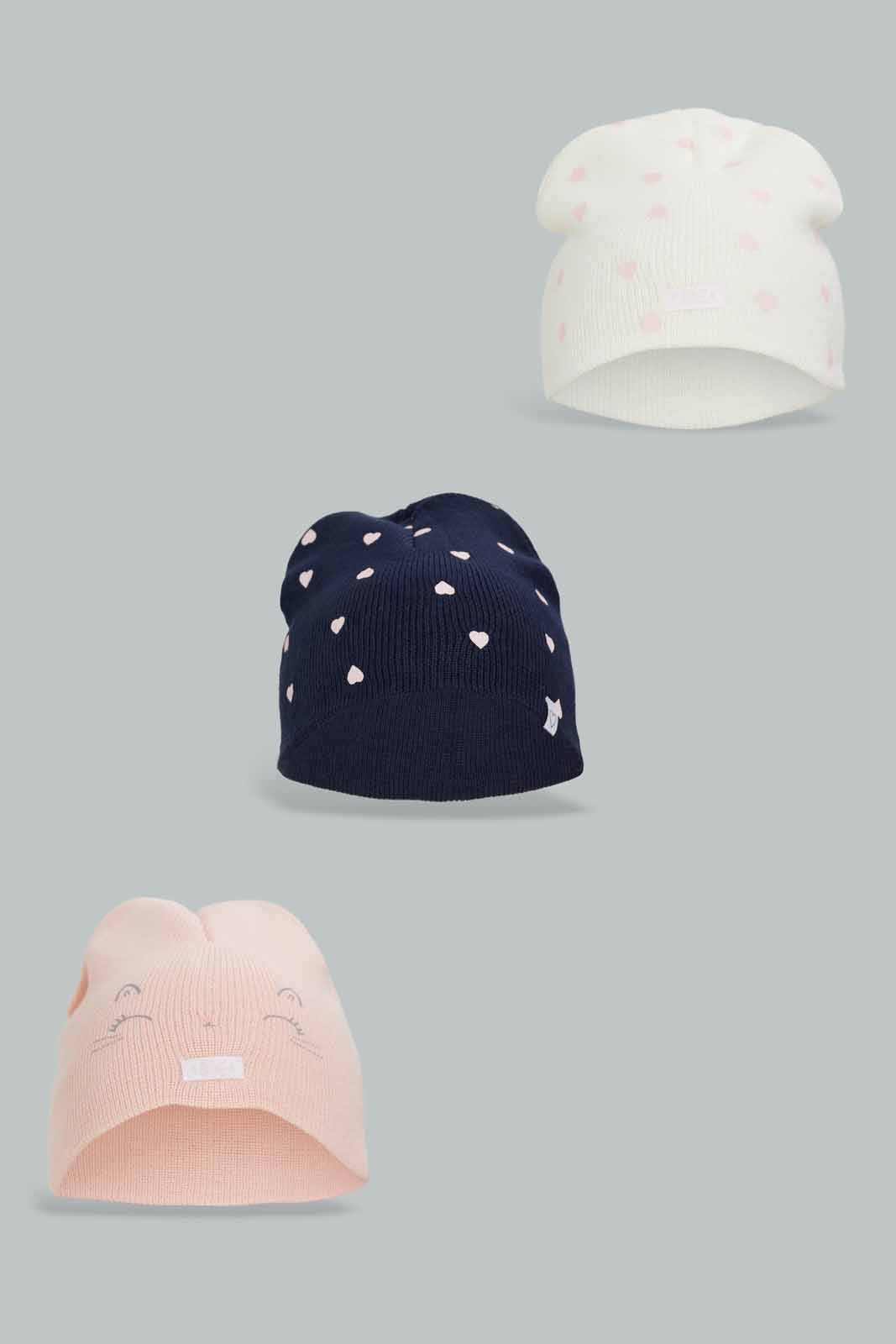 Redtag-Multi-Colour-Set-Of-3-Cap-Category:Caps-&-Hats,-Colour:Assorted,-Dept:Girls,-Filter:Girls-Accessories,-GIR-Caps-&-Hats,-New-In,-New-In-GIR-ACC,-Non-Sale,-Section:Girls-(0-to-14Yrs),-W22A-Girls-