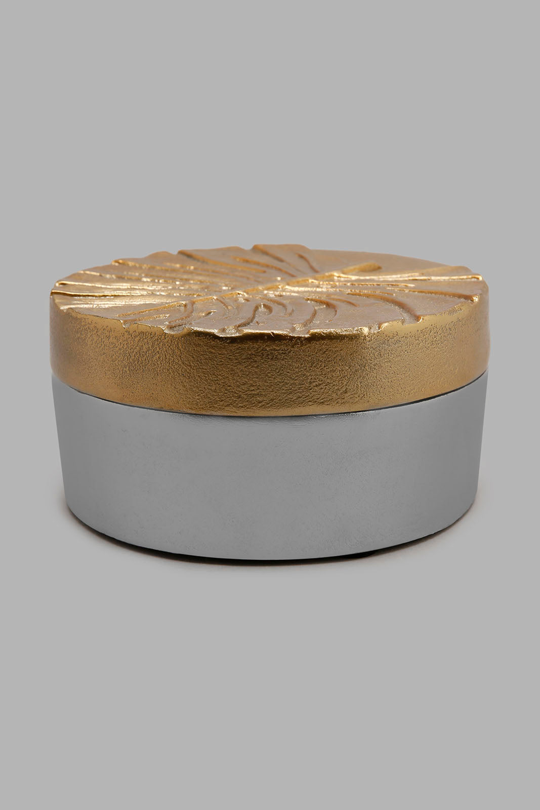 Redtag-Gold-Decorative-Circular-Box-Category:Artefact,-Colour:Gold,-Deals:New-In,-Filter:Home-Decor,-HMW-HOM-Decorative-Accessories,-New-In-HMW-HOM,-Non-Sale,-Section:Homewares,-W22A-Home-Decor-