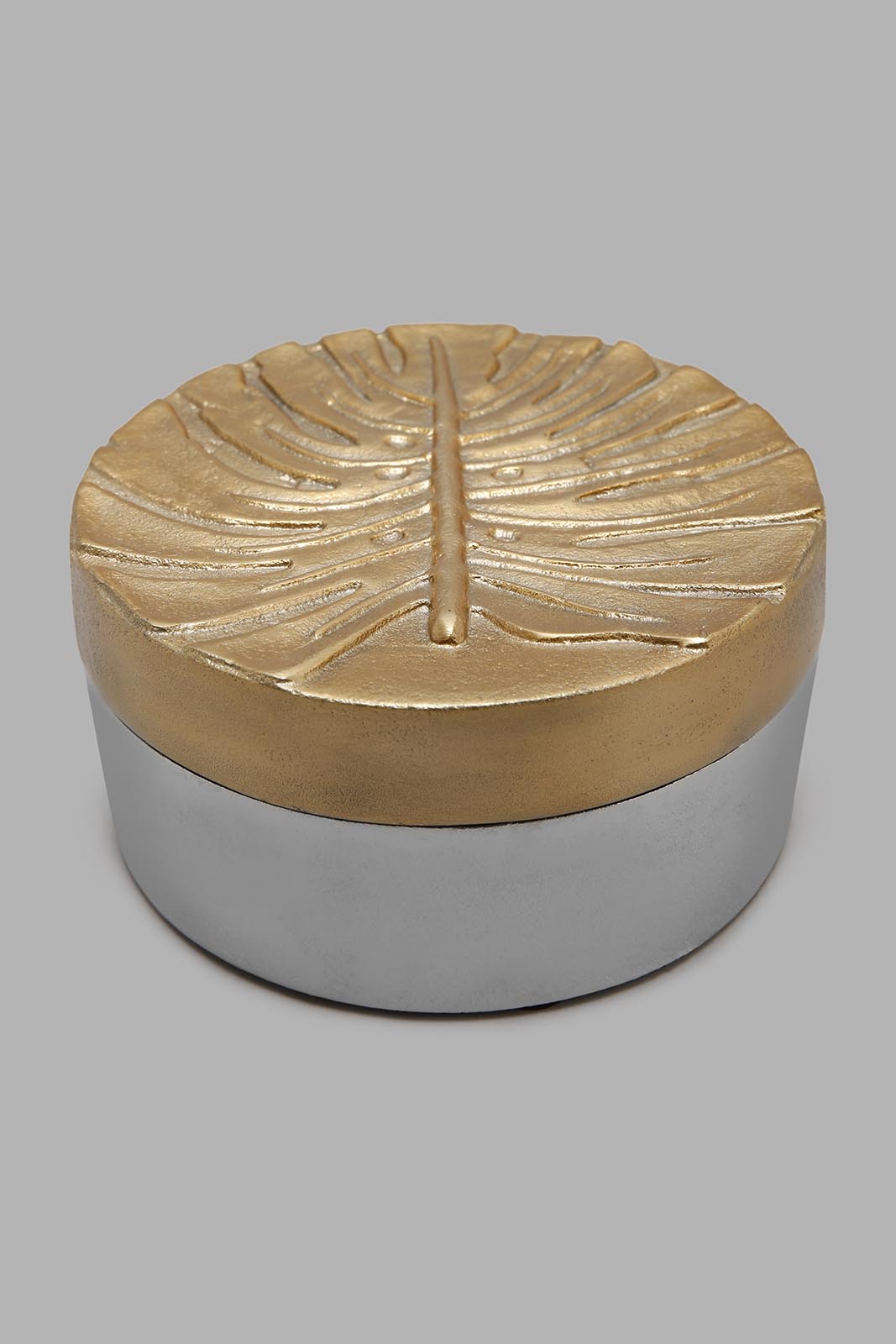 Redtag-Gold-Decorative-Circular-Box-Category:Artefact,-Colour:Gold,-Deals:New-In,-Filter:Home-Decor,-HMW-HOM-Decorative-Accessories,-New-In-HMW-HOM,-Non-Sale,-Section:Homewares,-W22A-Home-Decor-
