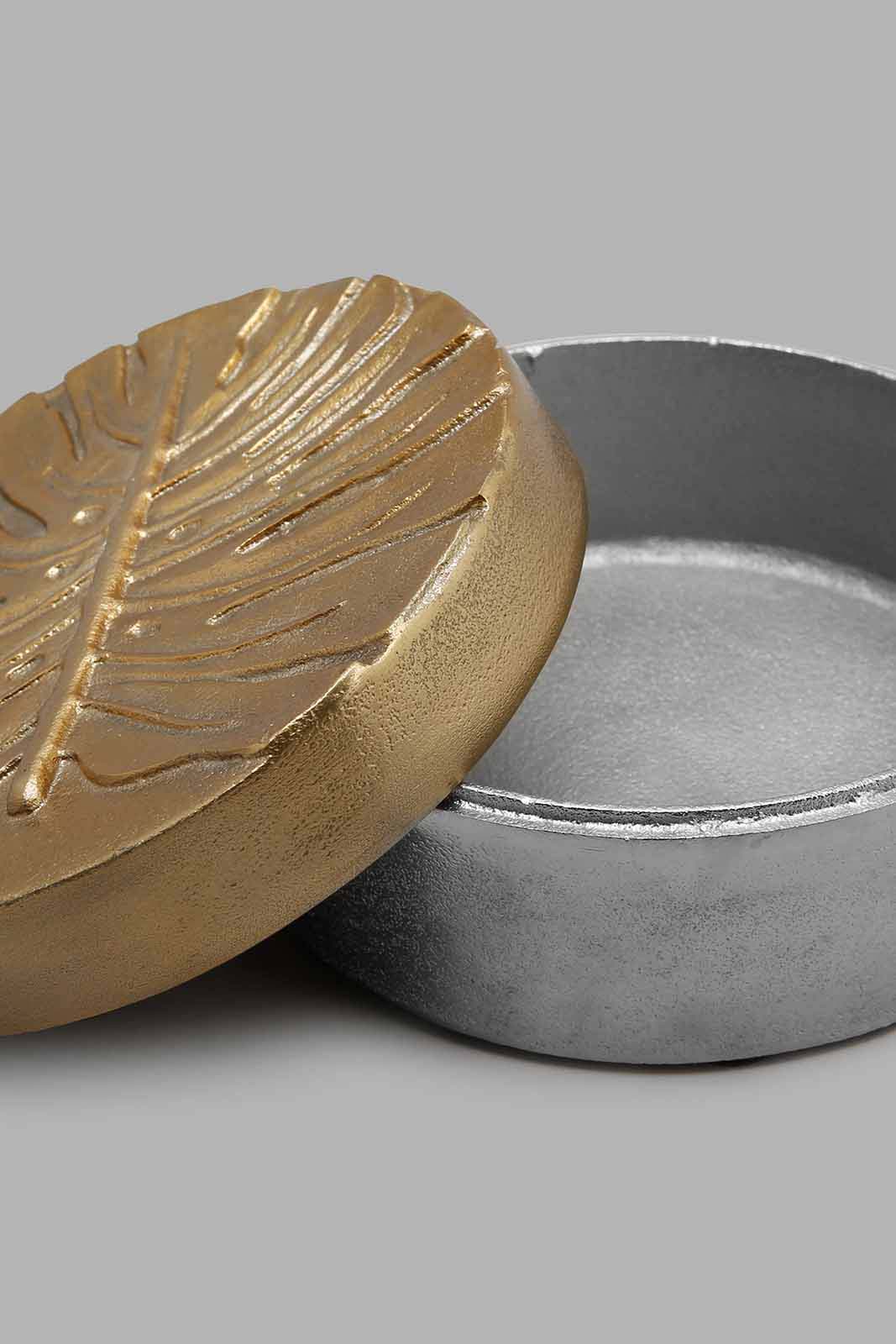 Redtag-Gold-Decorative-Circular-Box-Category:Artefact,-Colour:Gold,-Deals:New-In,-Filter:Home-Decor,-HMW-HOM-Decorative-Accessories,-New-In-HMW-HOM,-Non-Sale,-Section:Homewares,-W22A-Home-Decor-