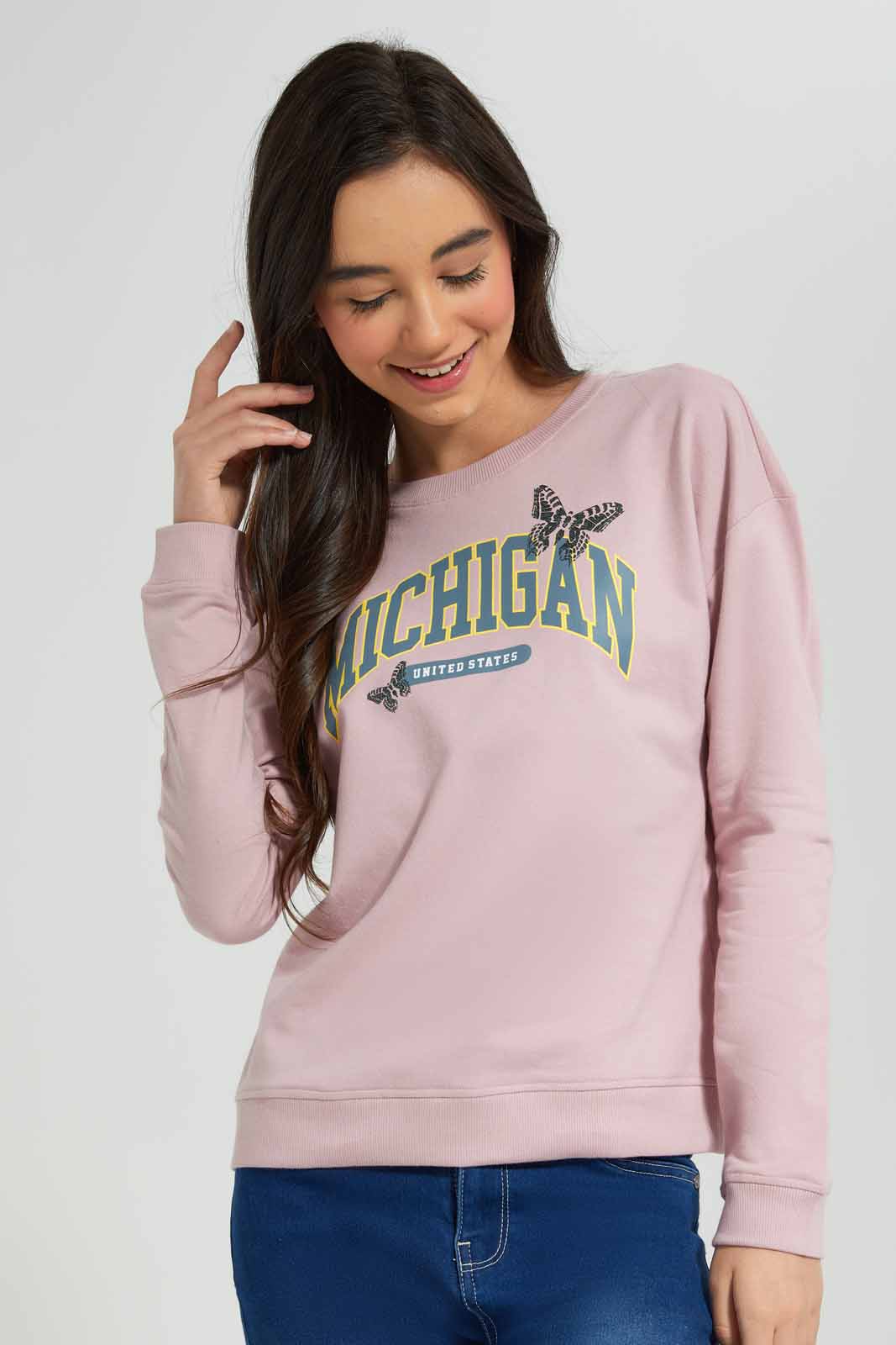 Redtag-Pink-Basic-Sweatshirts-Category:Sweatshirts,-Colour:Apricot,-Deals:New-In,-Filter:Senior-Girls-(8-to-14-Yrs),-GSR-Sweatshirts,-New-In-GSR-APL,-Non-Sale,-Section:Girls-(0-to-14Yrs),-TBL,-W22A-Senior-Girls-9 to 14 Years