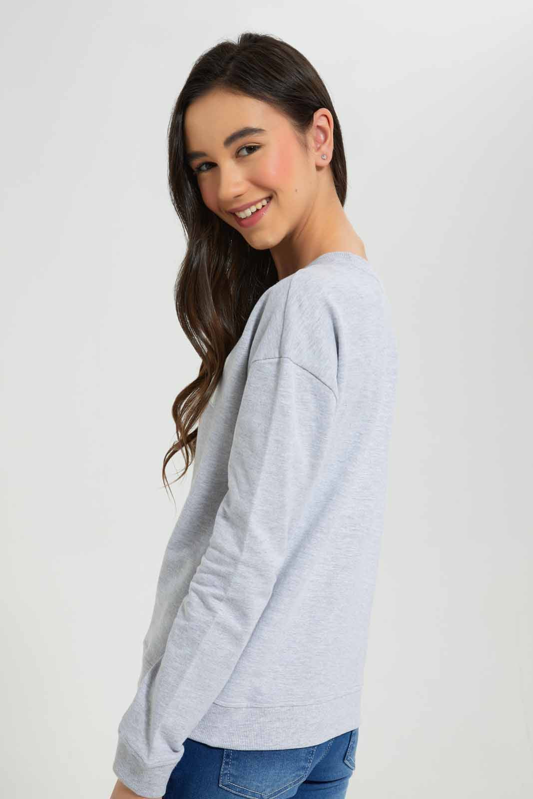 Redtag-Grey-Melange-Basic-Sweatshirts-Category:Sweatshirts,-Colour:Grey,-Deals:New-In,-Filter:Senior-Girls-(8-to-14-Yrs),-GSR-Sweatshirts,-New-In-GSR-APL,-Non-Sale,-Section:Girls-(0-to-14Yrs),-TBL,-W22A-Senior-Girls-9 to 14 Years