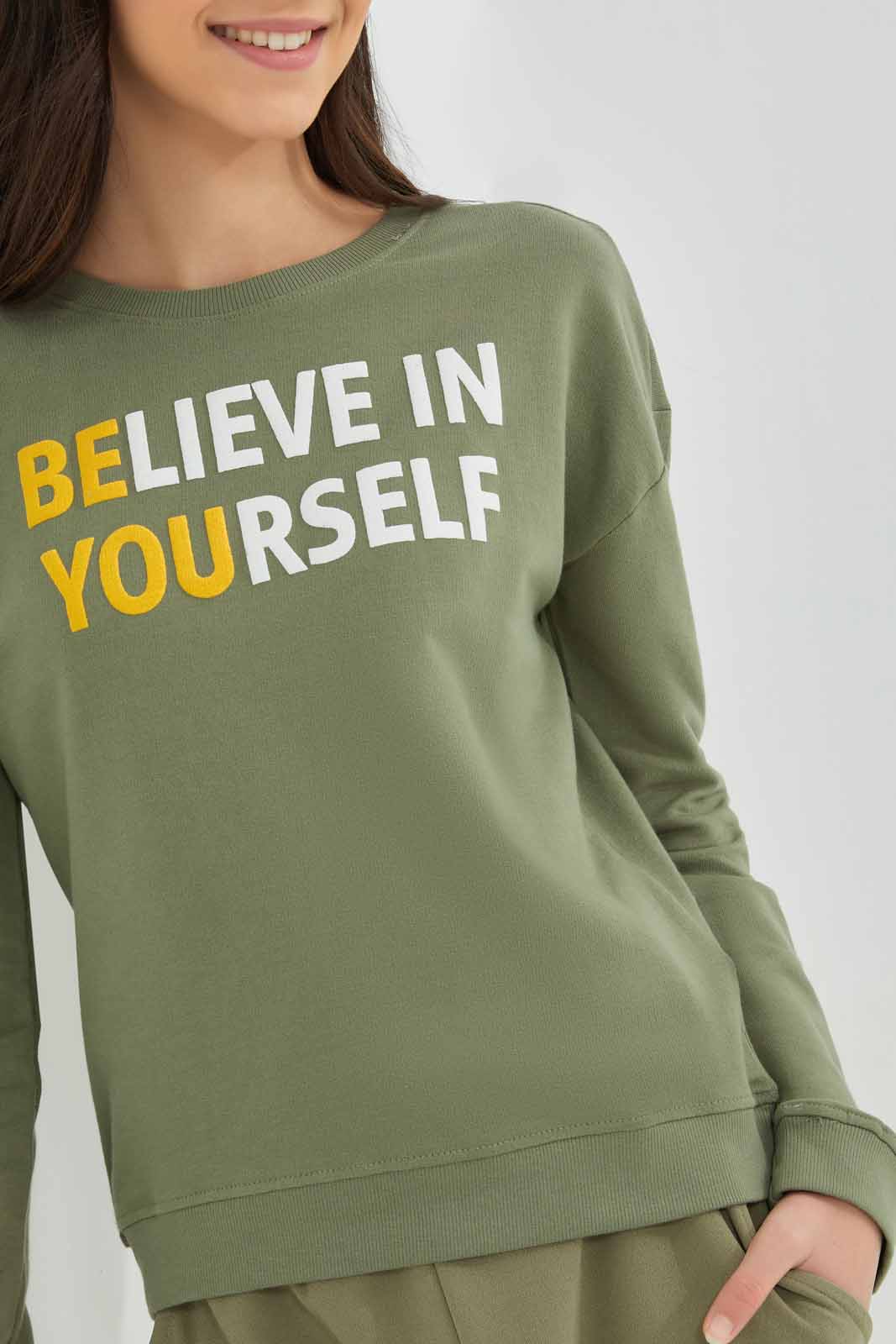 Redtag-Olive-Basic-Sweatshirts-Category:Sweatshirts,-Colour:Olive,-Deals:New-In,-Filter:Senior-Girls-(8-to-14-Yrs),-GSR-Sweatshirts,-NDAY,-New-In-GSR-APL,-Non-Sale,-Section:Girls-(0-to-14Yrs),-TBL,-W22A-Senior-Girls-9 to 14 Years