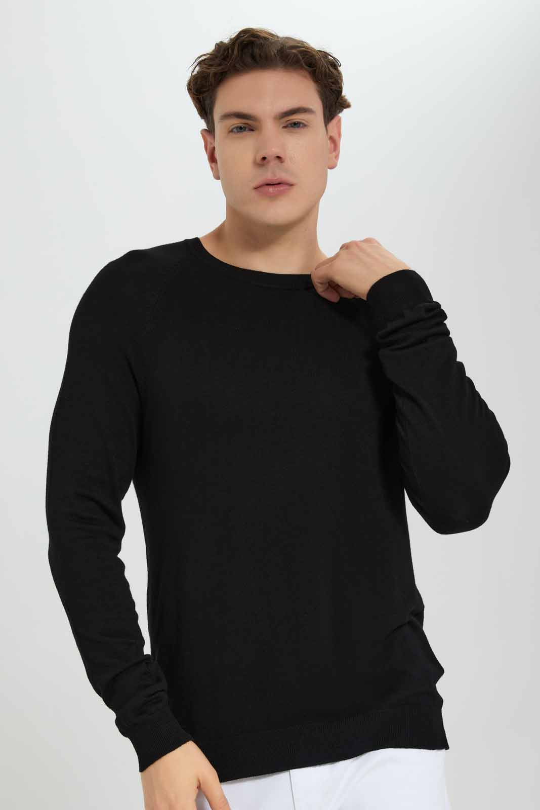 Redtag-Black-Crew-Neck-Sweater-Category:Cardigans,-Colour:Black,-Deals:New-In,-Filter:Men's-Clothing,-Men-Cardigans,-New-In-Men-APL,-Non-Sale,-Section:Men,-TBL,-W22B-Men's-