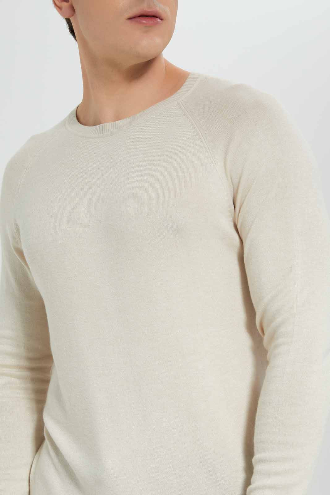 Redtag-Ecru-Crew-Neck-Sweater-Category:Cardigans,-Colour:Ecru,-Deals:New-In,-Filter:Men's-Clothing,-Men-Cardigans,-New-In-Men-APL,-Non-Sale,-Section:Men,-TBL,-W22B-Men's-