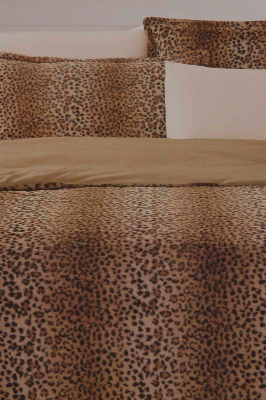 Redtag-Beige/Brown-Leopard-Print-3-Pc-Fur-Comforter-Set-(King-Size)-Category:Comforters,-Colour:Beige,-Deals:New-In,-Filter:Home-Bedroom,-HMW-BED-Comforters,-New-In-HMW-BED,-Non-Sale,-Section:Homewares,-W22B-Home-Bedroom-