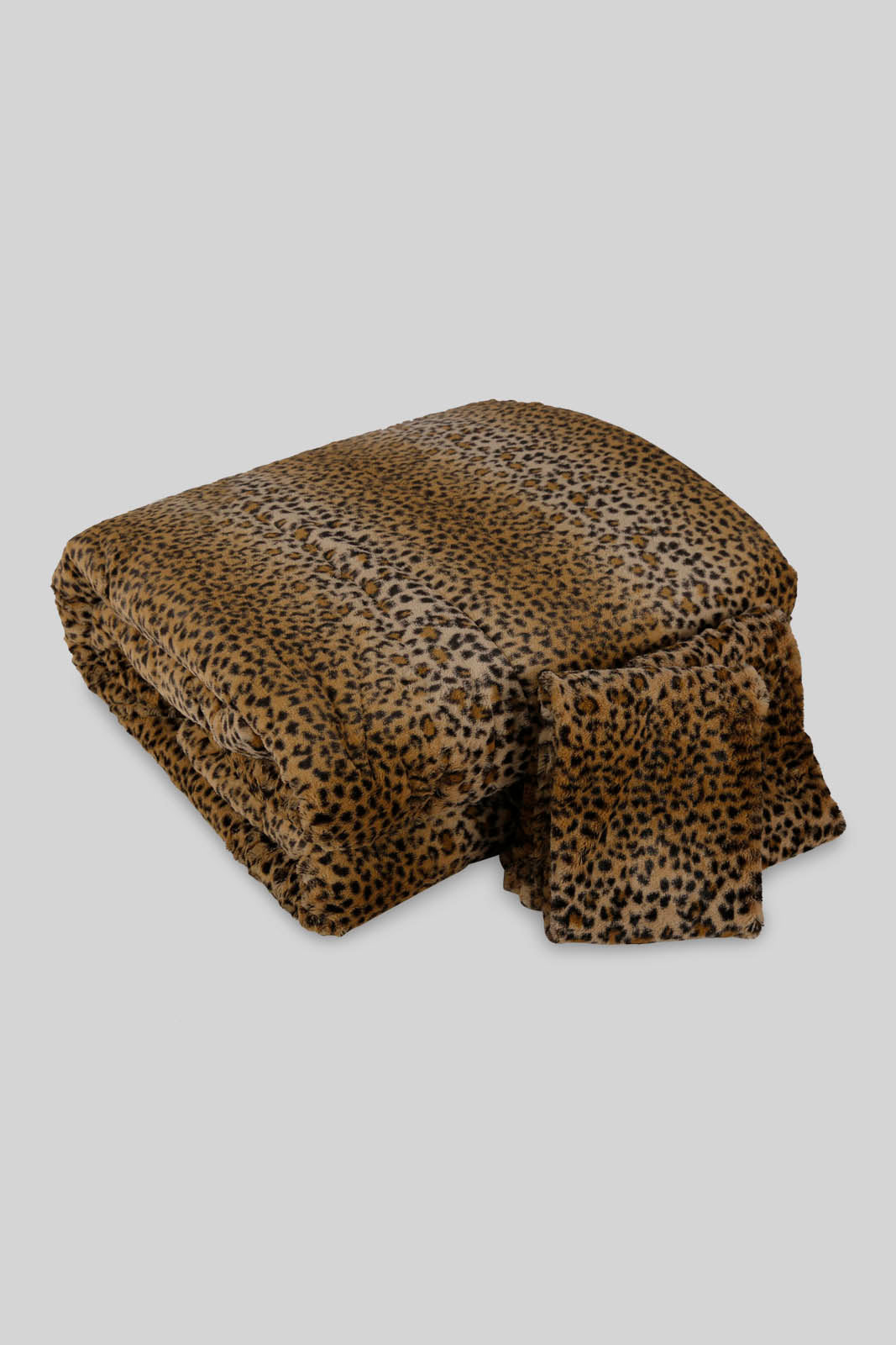 Redtag-Beige/Brown-Leopard-Print-3-Pc-Fur-Comforter-Set-(King-Size)-Category:Comforters,-Colour:Beige,-Deals:New-In,-Filter:Home-Bedroom,-HMW-BED-Comforters,-New-In-HMW-BED,-Non-Sale,-Section:Homewares,-W22B-Home-Bedroom-