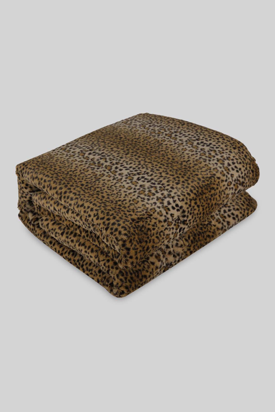 Redtag-Beige/Brown-Leopard-Print-3-Pc-Fur-Comforter-Set-(King-Size)-Category:Comforters,-Colour:Beige,-Deals:New-In,-Filter:Home-Bedroom,-HMW-BED-Comforters,-New-In-HMW-BED,-Non-Sale,-Section:Homewares,-W22B-Home-Bedroom-