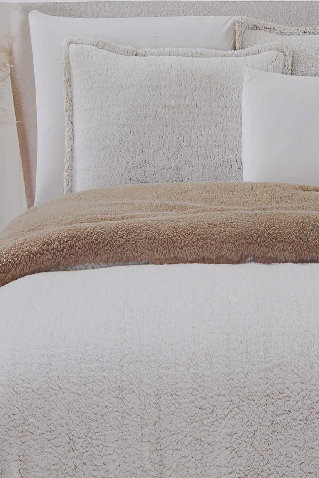 Redtag-Biege-3-Pc-Fur-Comforter-Set-(King-Size)-Category:Comforters,-Colour:Beige,-Deals:New-In,-Filter:Home-Bedroom,-HMW-BED-Comforters,-New-In-HMW-BED,-Non-Sale,-Section:Homewares,-W22B-Home-Bedroom-