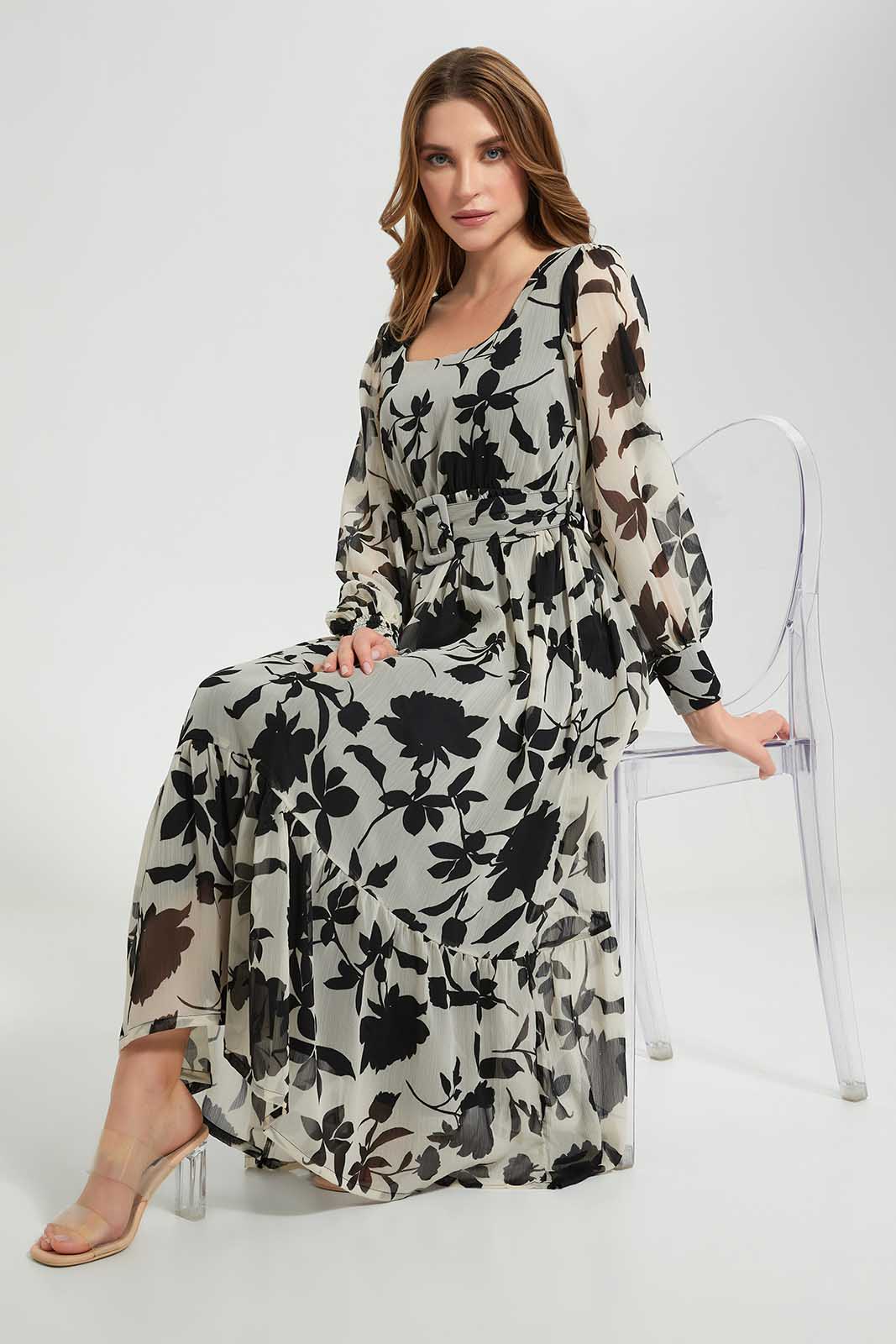 Redtag-Assorted-Squareneck-With-Belt-Dress-Category:Dresses,-Colour:Assorted,-Deals:New-In,-Filter:Women's-Clothing,-LEC,-LEC-Dresses,-New-In-LEC-APL,-Non-Sale,-Section:Women,-W22A-Women's-