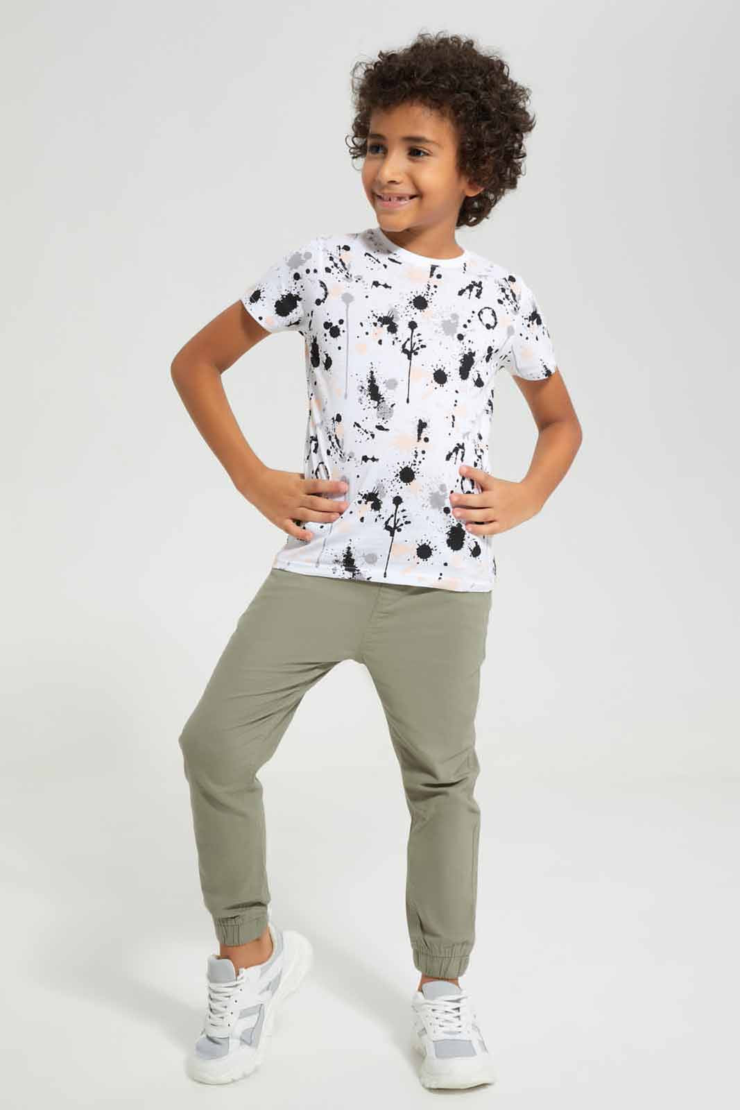 Redtag-White-Splat-All-Over-Print-T-shirt-BOY-T-Shirts,-Category:T-Shirts,-Colour:White,-Deals:New-In,-Filter:Boys-(2-to-8-Yrs),-New-In-BOY-APL,-Non-Sale,-Section:Boys-(0-to-14Yrs),-TBL,-W22A-Boys-2 to 8 Years