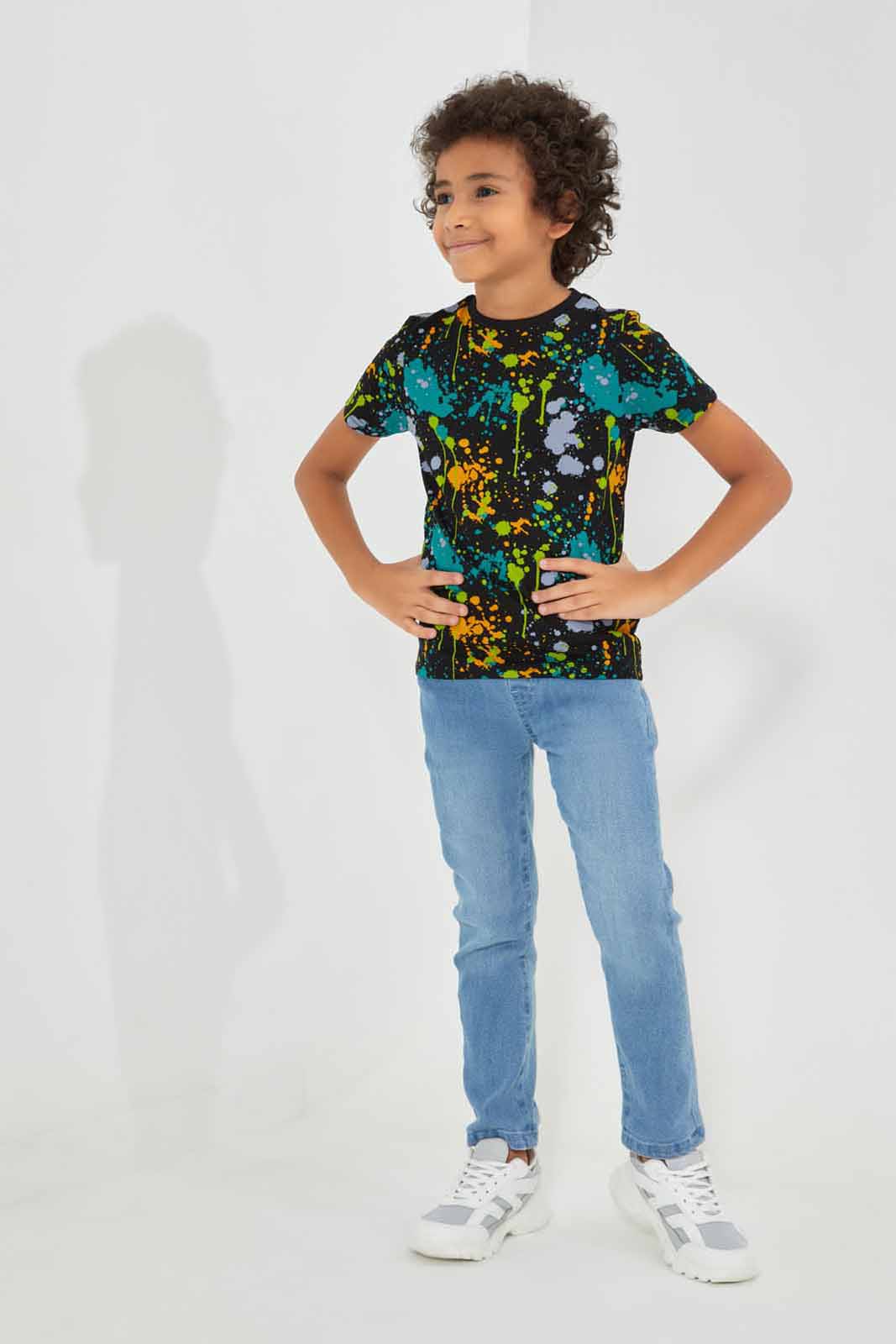 Redtag-Black-Splat-All-Over-Print-T-shirt-BOY-T-Shirts,-Category:T-Shirts,-Colour:Black,-Deals:New-In,-Filter:Boys-(2-to-8-Yrs),-New-In-BOY-APL,-Non-Sale,-Section:Boys-(0-to-14Yrs),-TBL,-W22A-Boys-2 to 8 Years