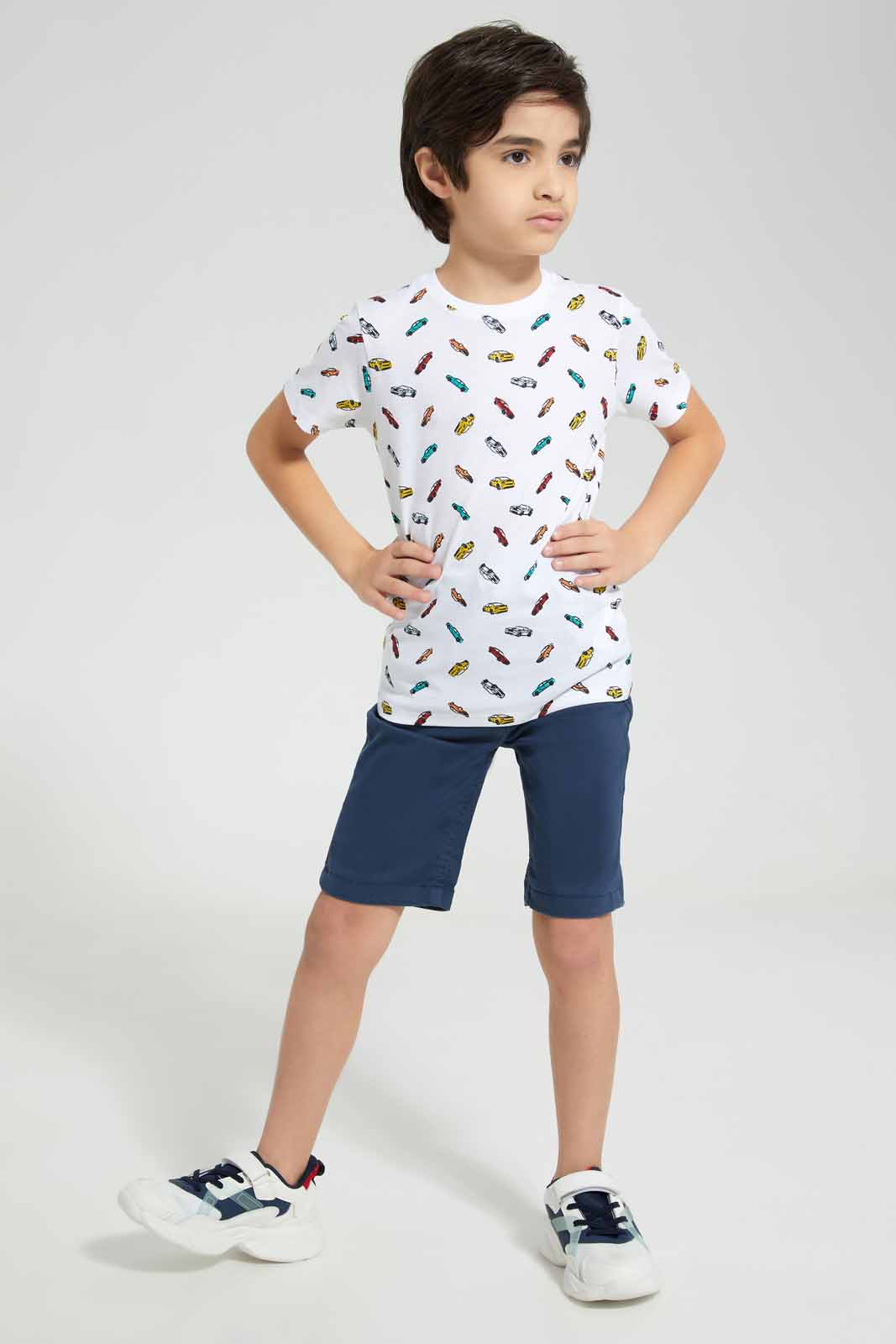 Redtag-White-Car-All-Over-Print-T-shirt-BOY-T-Shirts,-Category:T-Shirts,-Colour:White,-Deals:New-In,-Filter:Boys-(2-to-8-Yrs),-New-In-BOY-APL,-Non-Sale,-Section:Boys-(0-to-14Yrs),-TBL,-W22A-Boys-2 to 8 Years