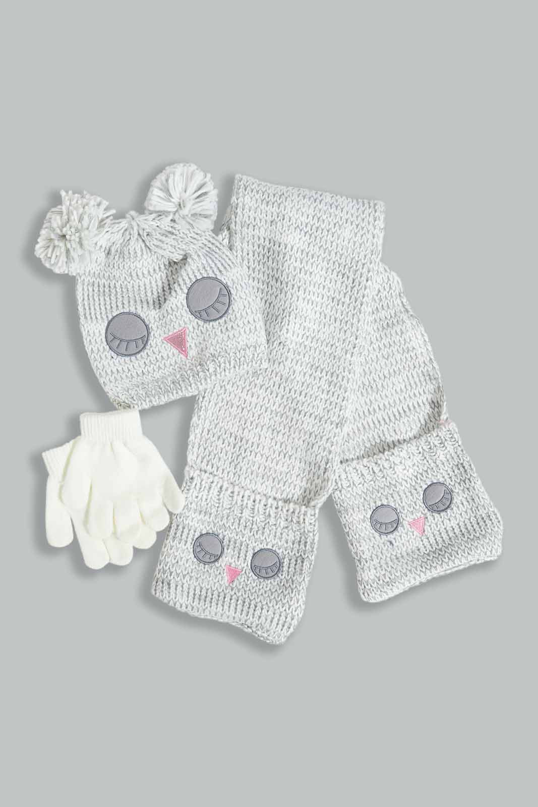 Redtag-Multi-Colour-Character-Embellished-Set-Of-3-Scarf-Category:Scarves,-Colour:Grey,-Filter:Girls-Accessories,-GIR-Scarves,-New-In,-New-In-GIR-ACC,-Non-Sale,-Section:Girls-(0-to-14Yrs),-W22A-Girls-