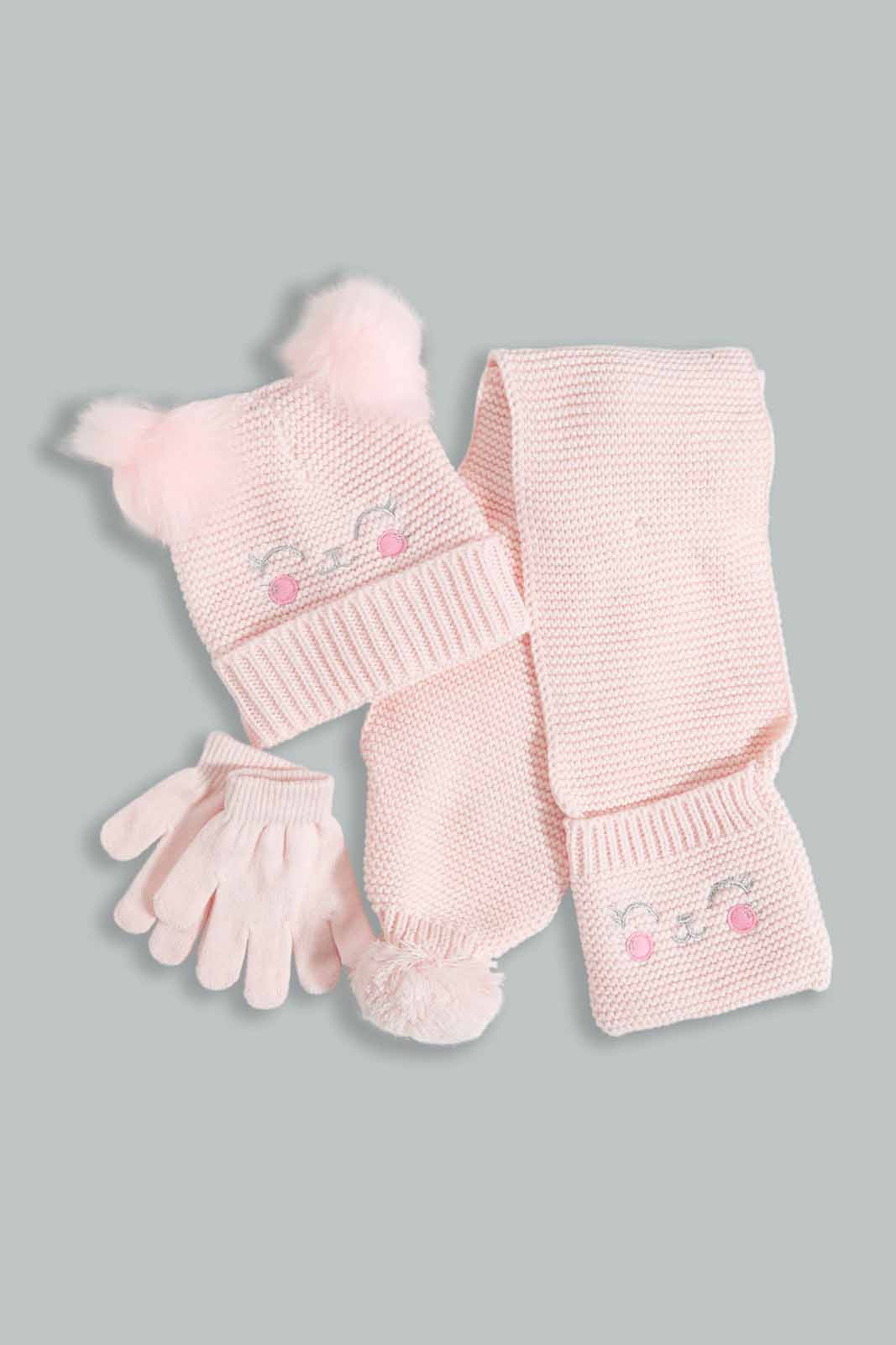 Redtag-Multi-Colour-Character-Embellished-Set-Of-3-Scarf-Category:Scarves,-Colour:Pink,-Filter:Girls-Accessories,-GIR-Scarves,-New-In,-New-In-GIR-ACC,-Non-Sale,-Section:Girls-(0-to-14Yrs),-W22A-Girls-