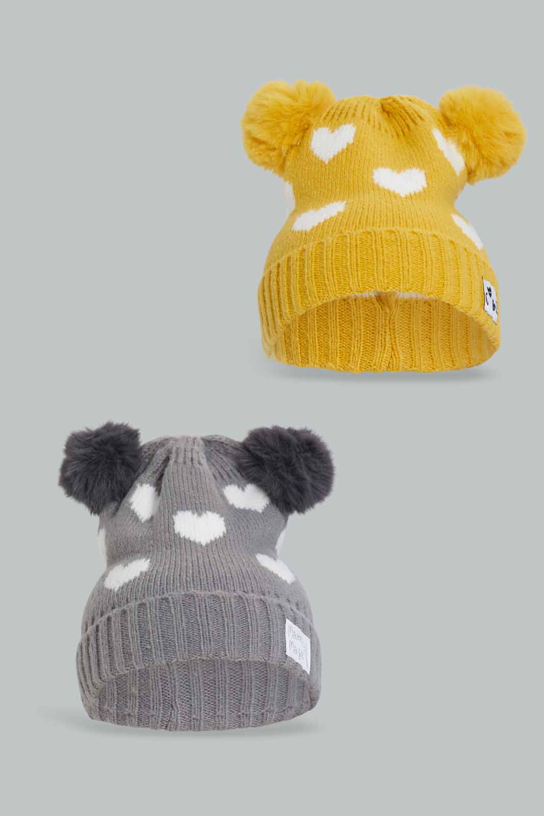 Redtag-Multi-Colour-Pom-Pom-Embellsiehed-Set-Of-2-Cap-Category:Caps-&-Hats,-Colour:Assorted,-Filter:Girls-Accessories,-GIR-Caps-&-Hats,-New-In,-New-In-GIR-ACC,-Non-Sale,-Section:Girls-(0-to-14Yrs),-W22B-Girls-